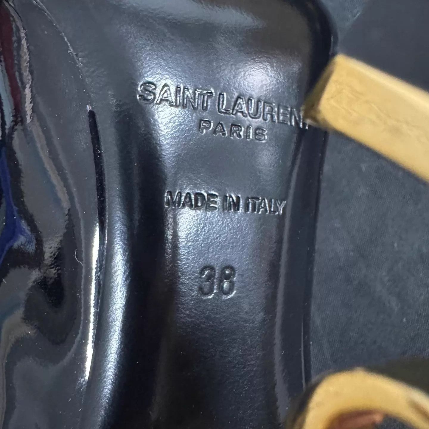 Saint Laurent Paris Saint Laurent SLP Black Patent Gold Pumps 38 99 New Size US 7.5 / IT 37.5 - 7 Thumbnail