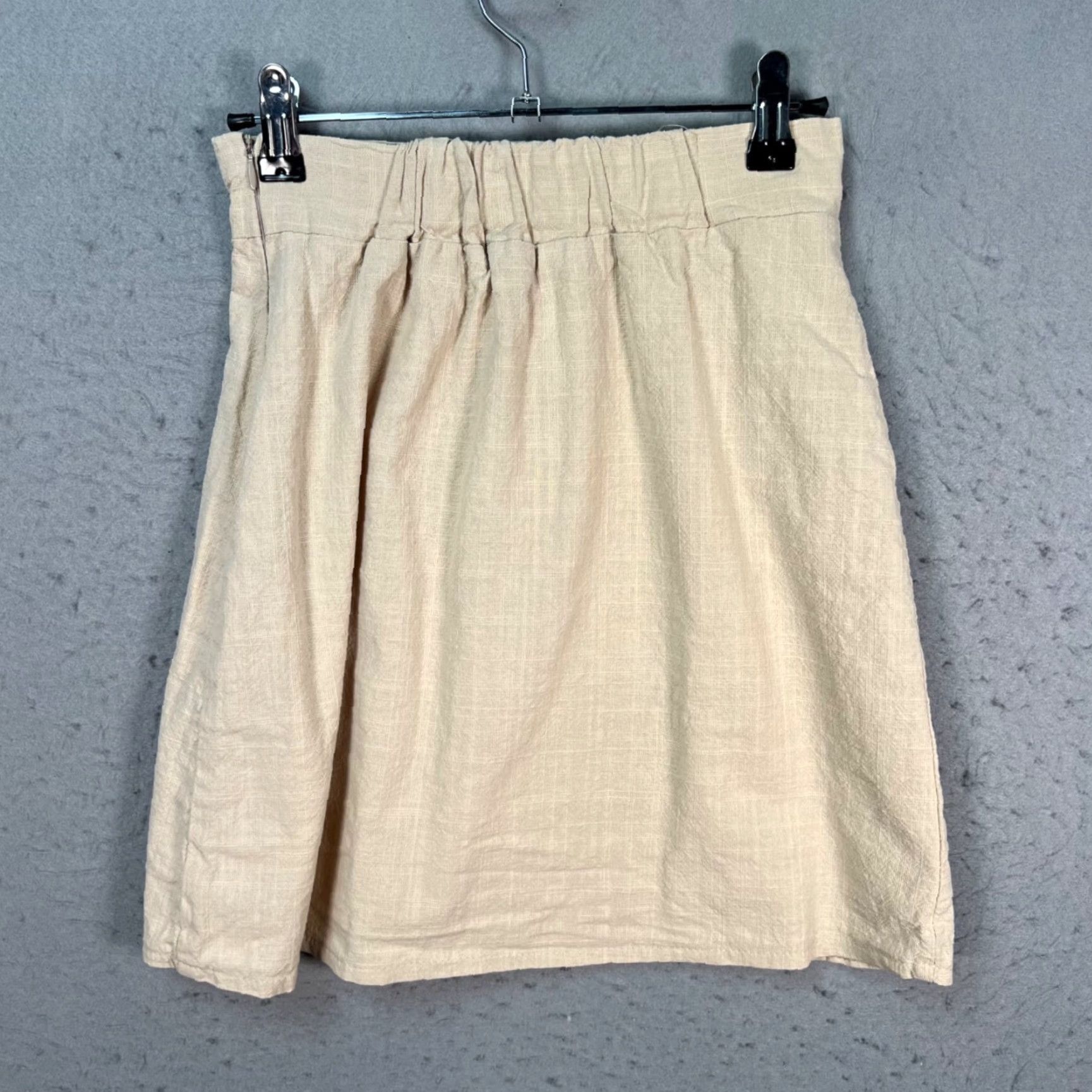 Oak + Fort Oak + Fort Skirt Womens Small Beige Textured Cotton Mini Short Summer Spring Size 28" / US 6 / IT 42 - 2 Thumbnail