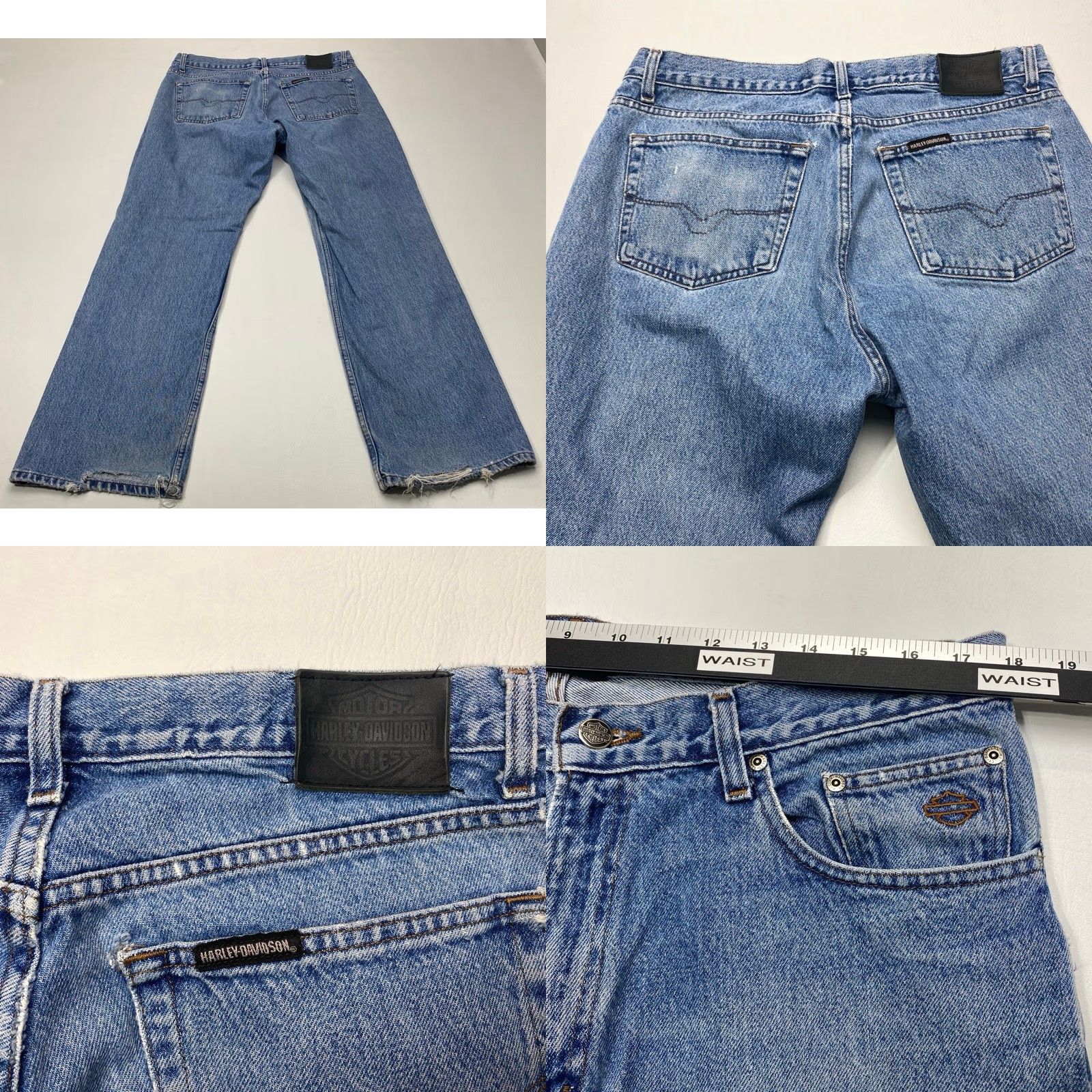 Harley Davidson Harley-Davidson Men's Jeans 36x32 Distressed Denim Blue Biker Motor Clothes Bike Size US 36 / EU 52 - 8 Thumbnail
