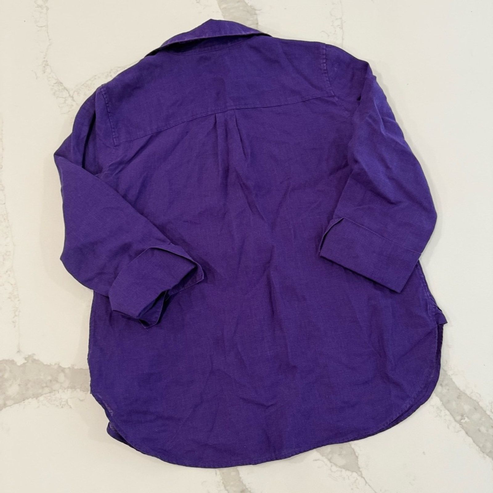 Chicos Chico's 100% Linen 3/4 Sleeve Button Up Blouse Women’s 0 Size S / US 4 / IT 40 - 4 Thumbnail