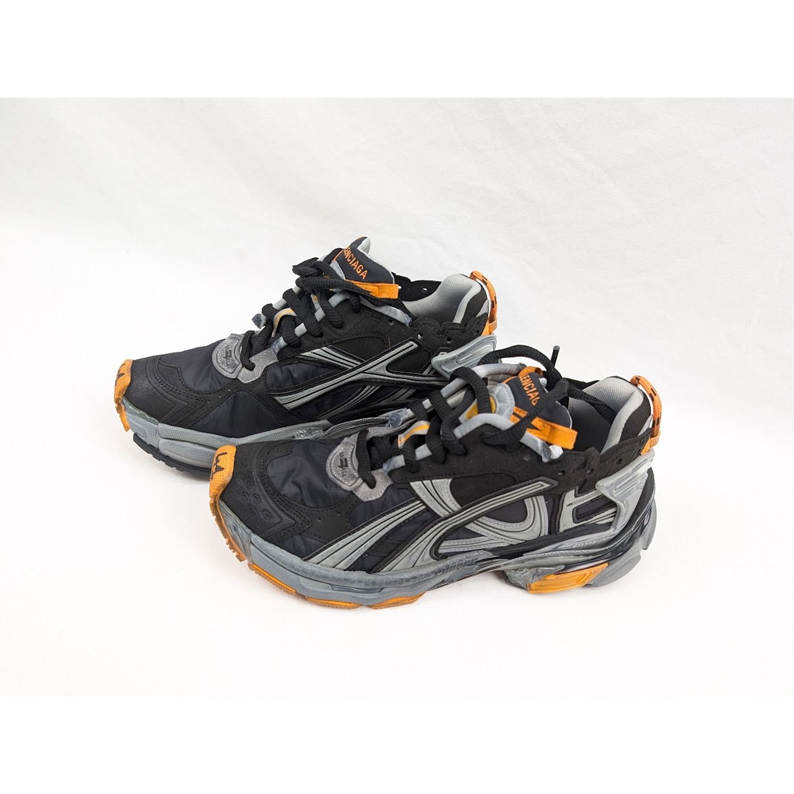 Balenciaga o1rshd1 Nylon Suede Runners in Black/Grey/Fluo Orange Size US 9 / EU 42 - 19 Thumbnail