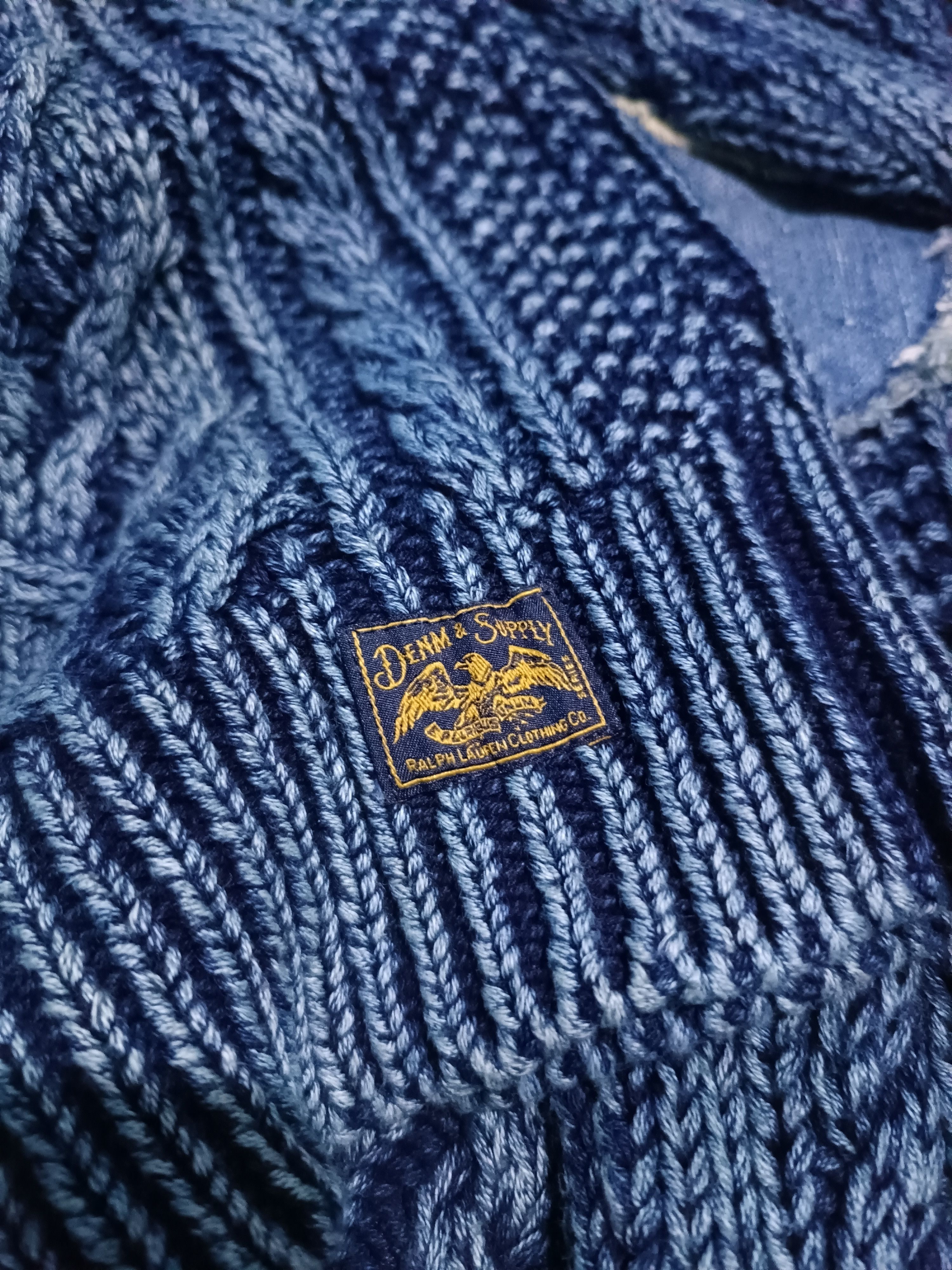 Denim & Supply Ralph Lauren Denim and Supply Indigo Wash Cable Knit Elbow Patch Denim Size US M / EU 48-50 / 2 - 7 Thumbnail
