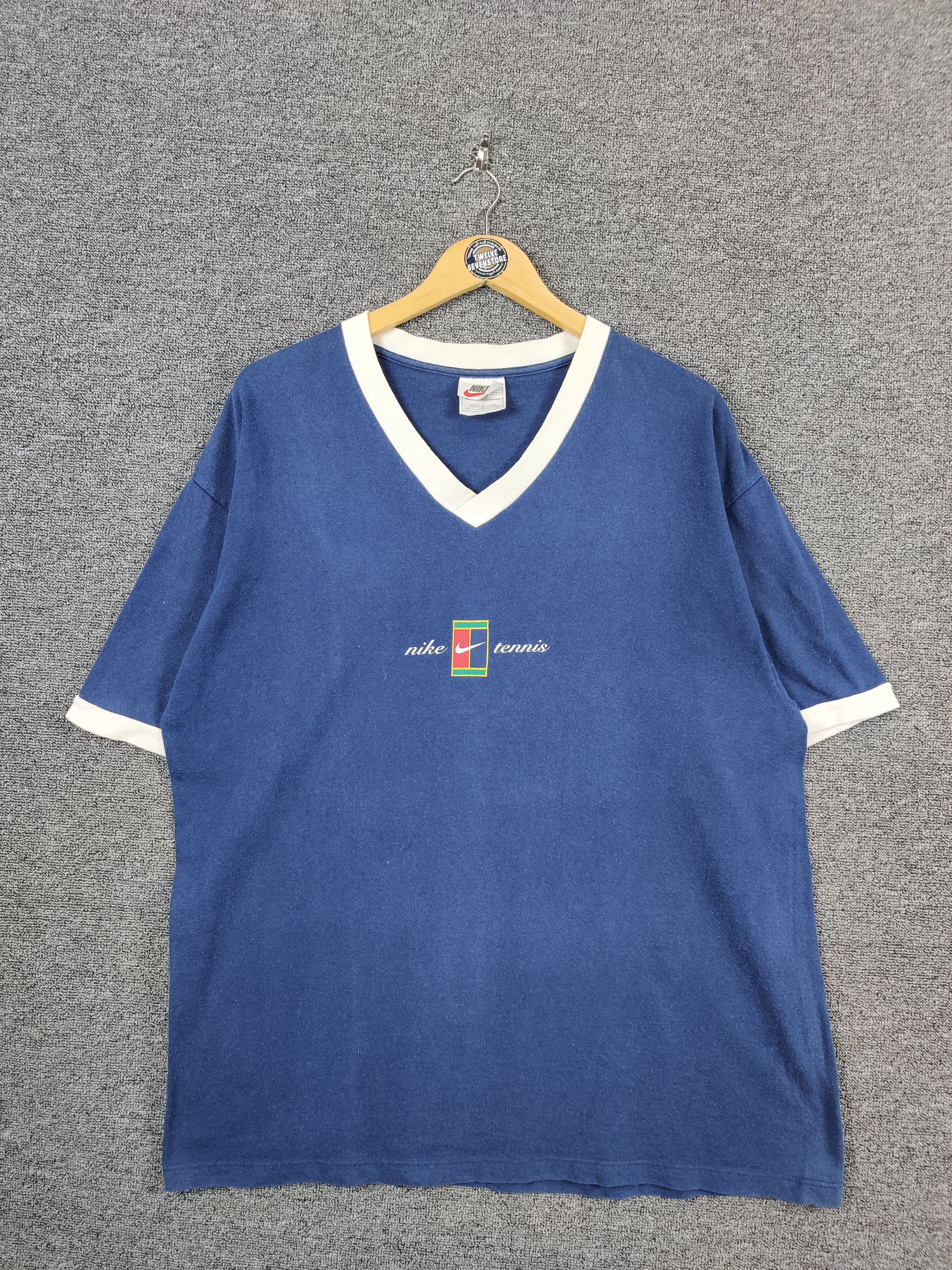 Nike Vintage 90's Nike Tennis Court V Neck Tee Tshirt Size US L / EU 52-54 / 3 - 1 Thumbnail