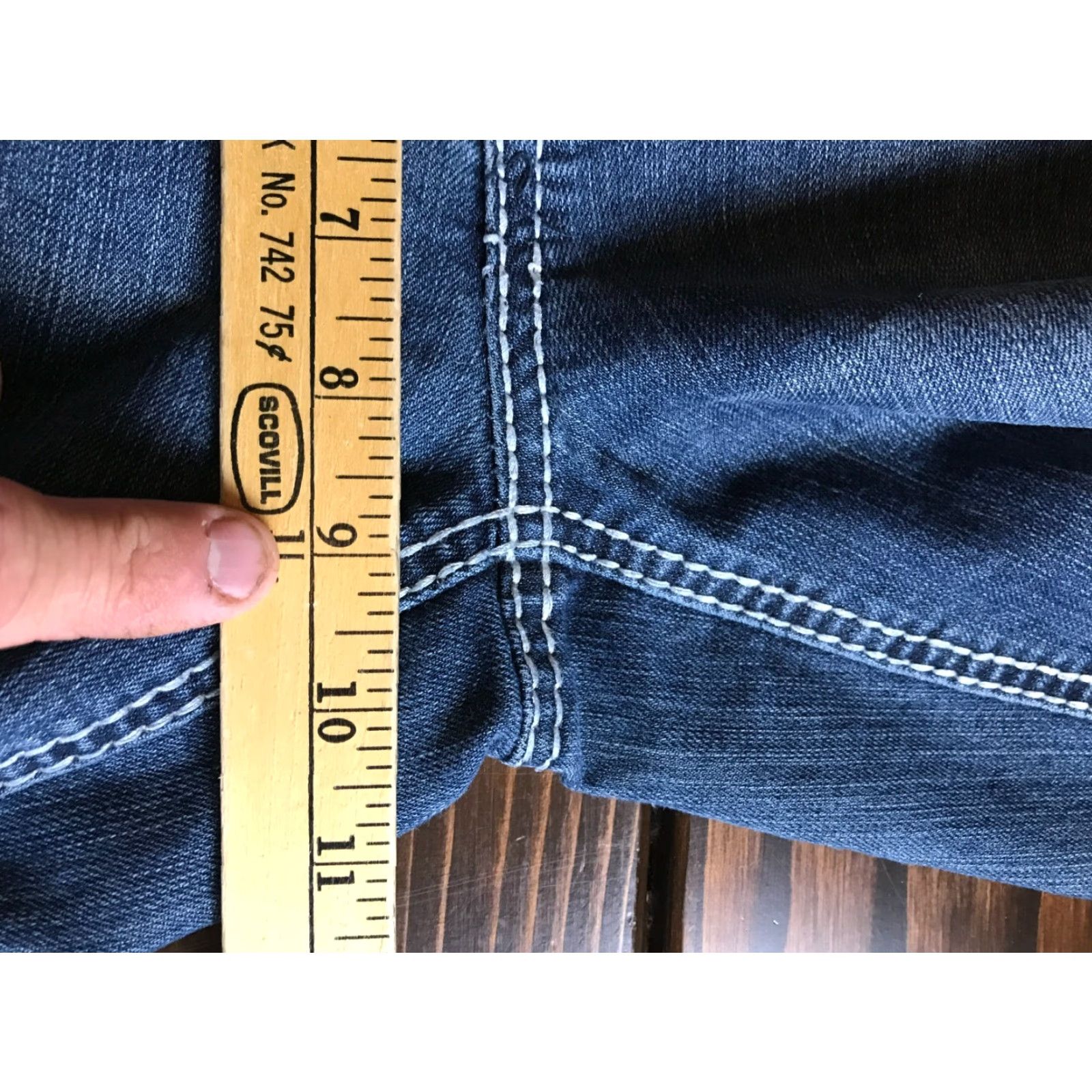 Vintage Earl Jean Jeans Women's Size 8 Blue Denim Jeweled Straight Leg Pockets Mid Rise Regular Fit Size 30" / US 8 / IT 44 - 4 Thumbnail
