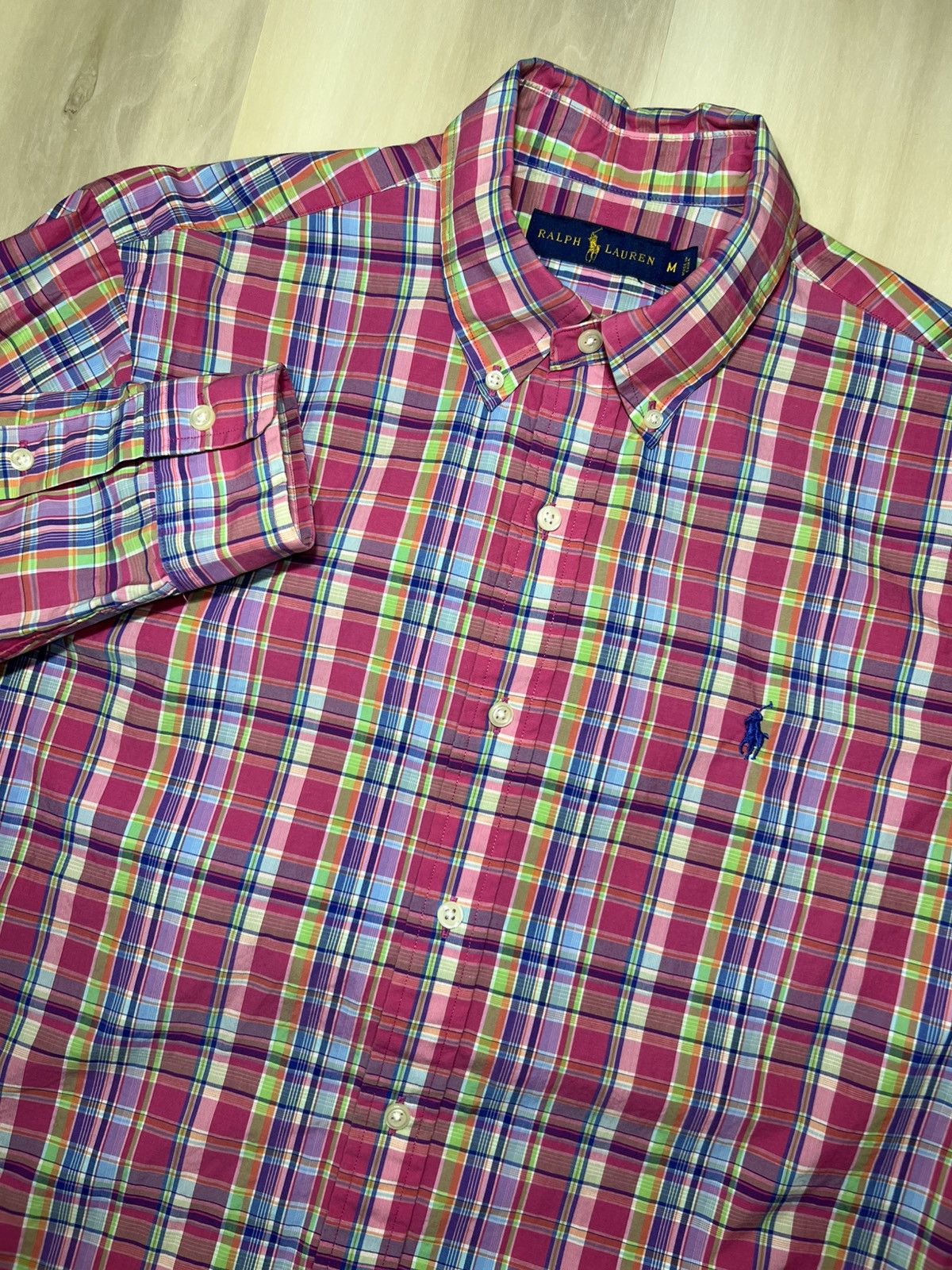 Polo Ralph Lauren Polo Ralph Lauren Pink Multi-Color Madras Plaid Button Sz M Size US M / EU 48-50 / 2 - 1 Thumbnail