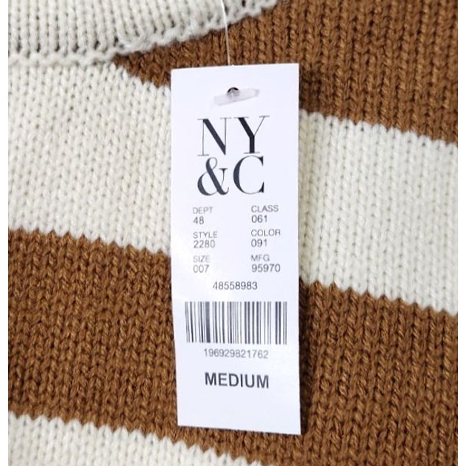 Vintage New York & Company NY&Co Womens M Sweater Pullover Crewneck Acrylic Brown Beige Size M / US 6-8 / IT 42-44 - 3 Thumbnail