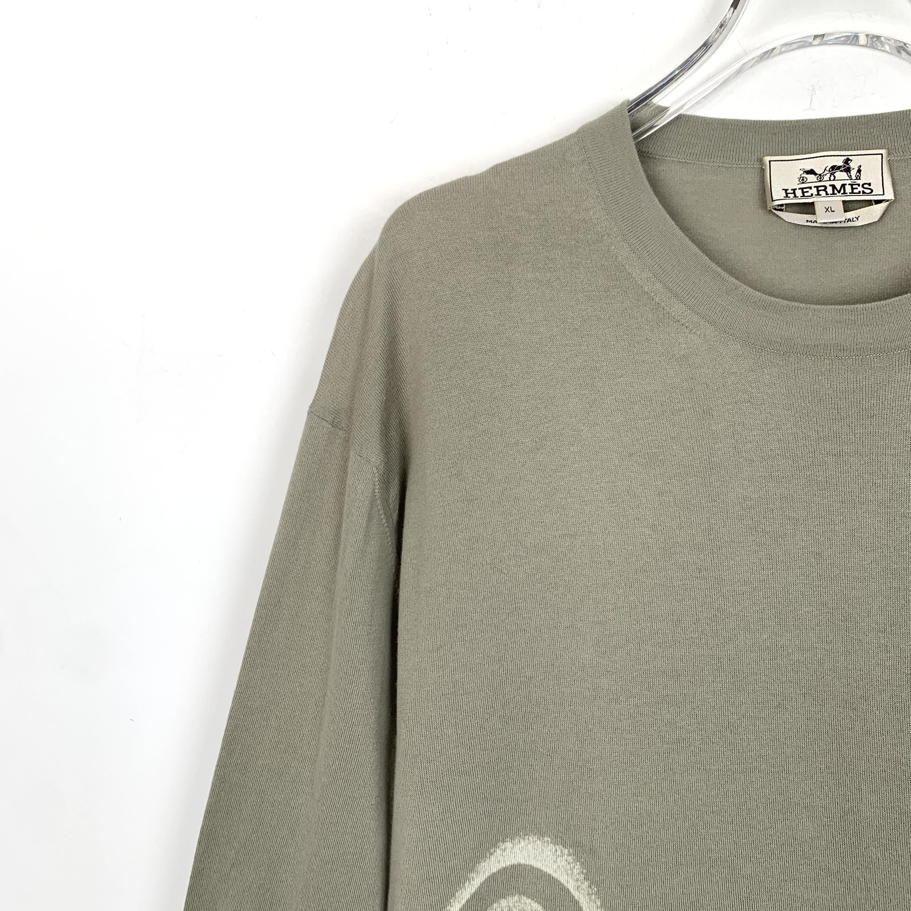 Hermes CM0032 Hermès Olive Green Graphic Cotton T-Shirt Size US XL / EU 56 / 4 - 3 Thumbnail