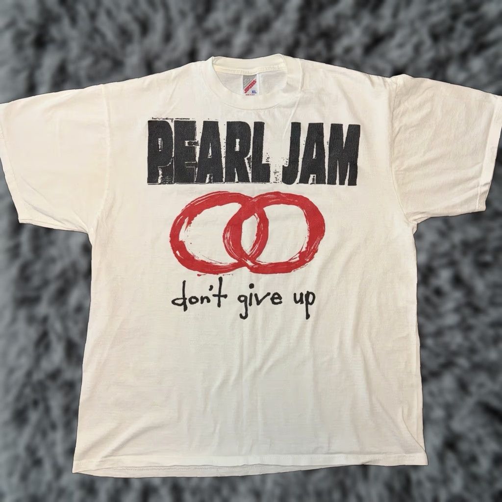 Jerzees VINTAGE Pearl Jam Don't Give Up 1992 European Tour Graphic Tee Shirt Men XL White Size US XL / EU 56 / 4 - 1 Thumbnail
