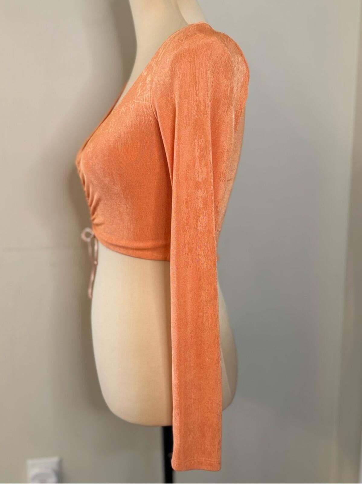 Other Princess Polly orange ribbed crop top ruched bow SZ 4 Size S / US 4 / IT 40 - 3 Thumbnail