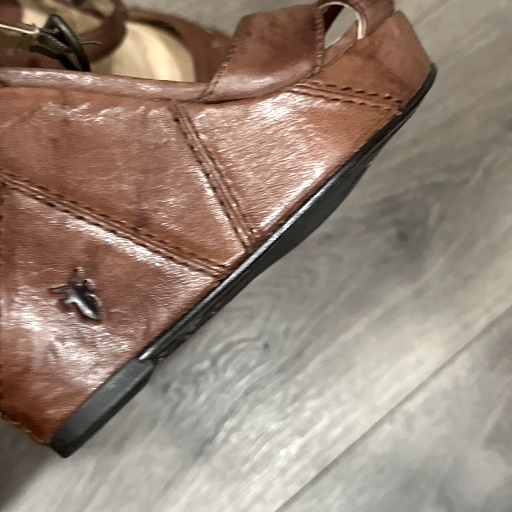 Frye FRYE Corrina Campus Wedge Sandals Size 7.5 Brown Leather Women Size US 7.5 / IT 37.5 - 3 Thumbnail