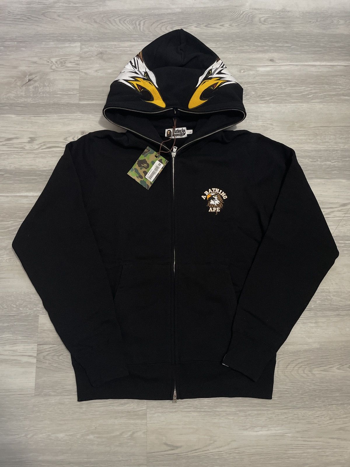 image of Bape Eagle Full Zip Hoodie in Black, Men's (Size Large)