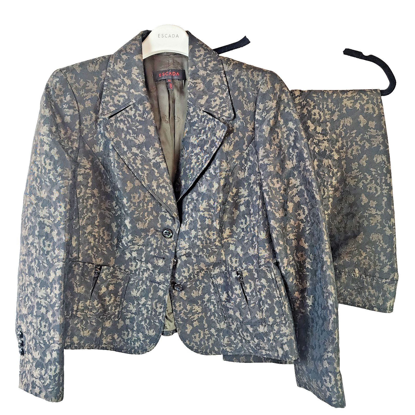 Escada Escada Pant Suit Women’s Camouflage Blazer Set Sz 12 Bronze Size XL / US 12-14 / IT 48-50 - 1 Thumbnail