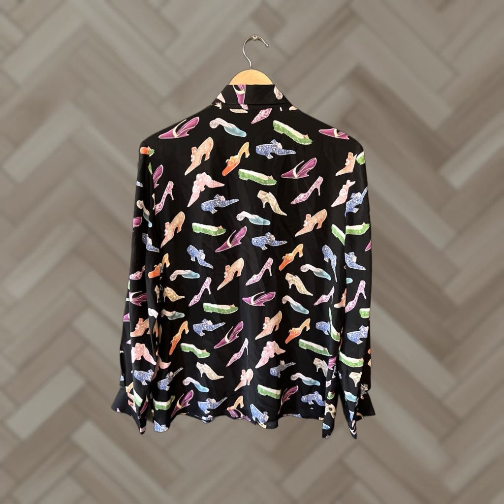 Nicole Taylor Womens Button-Up Shirt Long Sleeve Black Size L