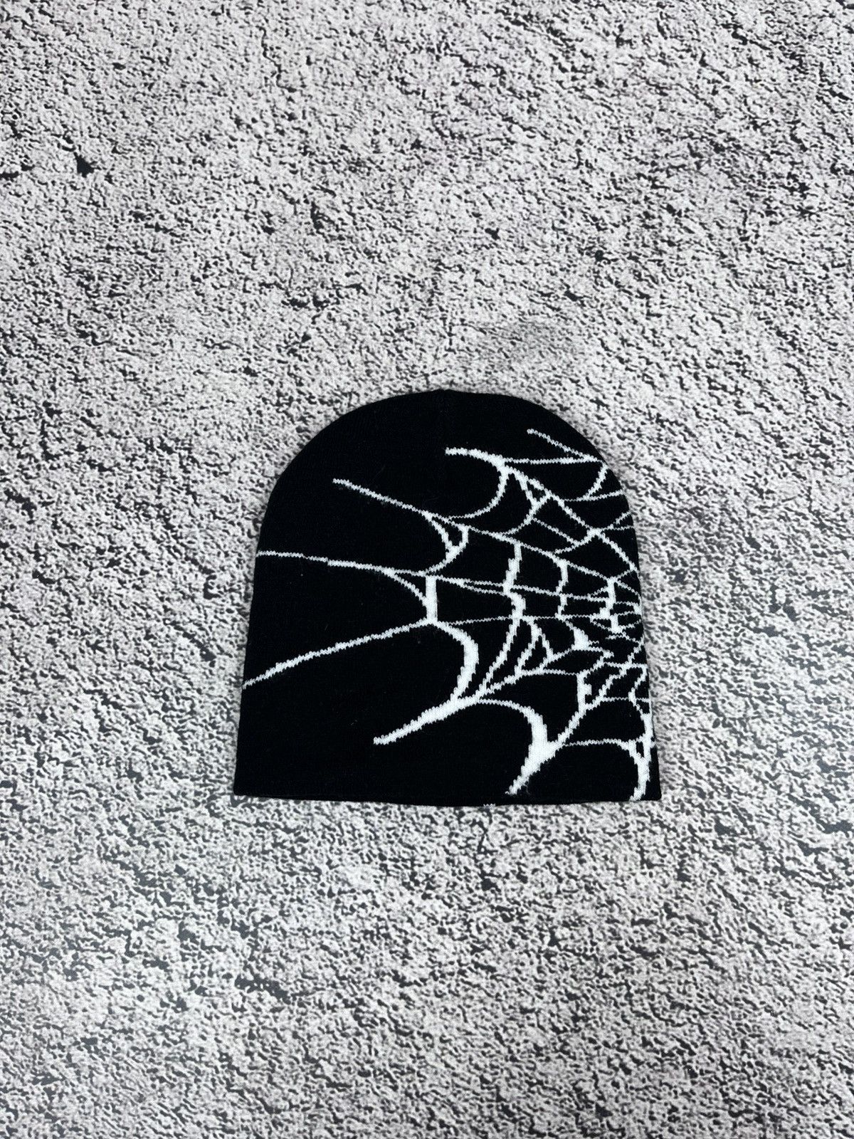 Japanese Brand Spider Web Beanie Black White Y2K Gothic Knit Hat Streetwear Size ONE SIZE - 1 Thumbnail