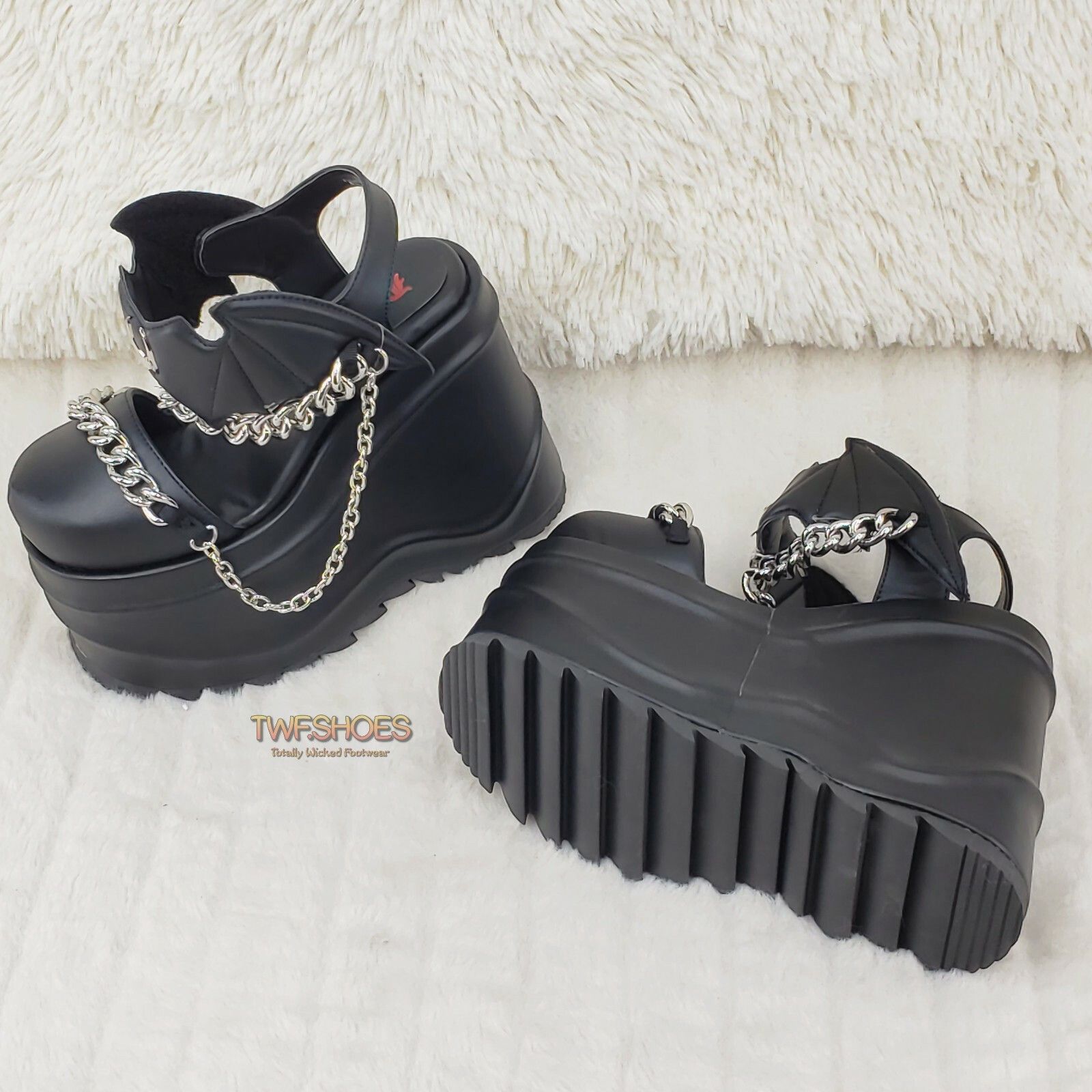 Other Wave 20 - 6" Platform Goth Bat Chain Closure Sandals Shoes M Size US 9 / IT 39 - 5 Thumbnail