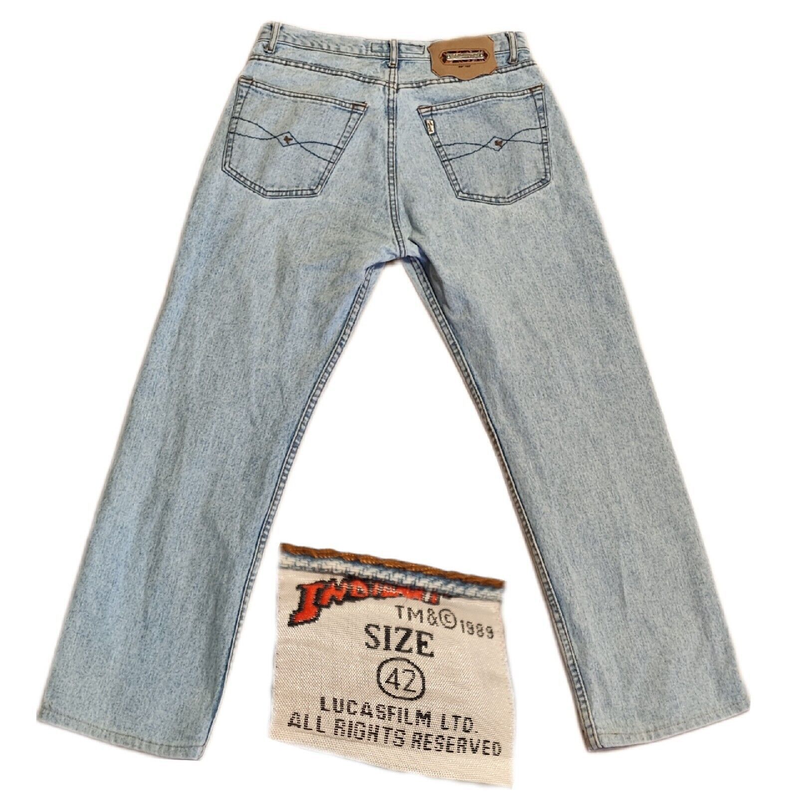 image of Vintage VTG Indiana Jones Sz. 42 1989 Jeans Straight Leg Bright in Blue, Men's