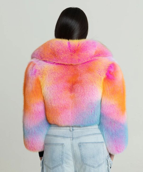Other Women’s Cotton Candy Cropped Fox Fur Jacket Size L / US 10 / IT 46 - 3 Thumbnail