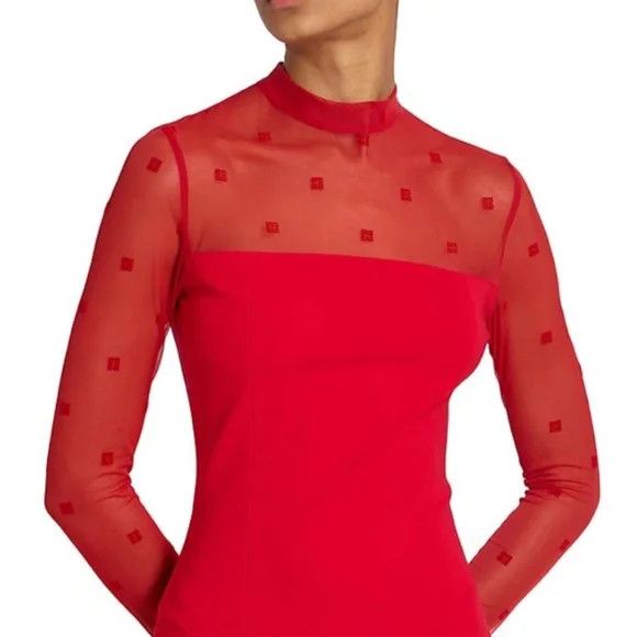 Givenchy GIVENCHY MOCK NECK TUBINO VERMILLION DRESS - NEW WITH TAGS Size XXS / US 00 / IT 34 - 3 Thumbnail