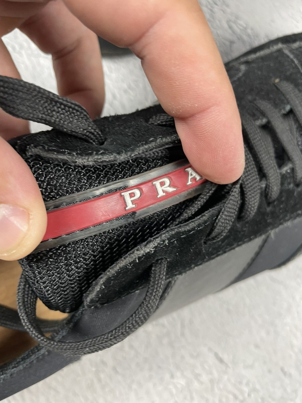 Prada × Vintage Prada Match Race Sneakers 44 Black Suede Shoes Size US 10.5 / EU 43-44 - 7 Thumbnail