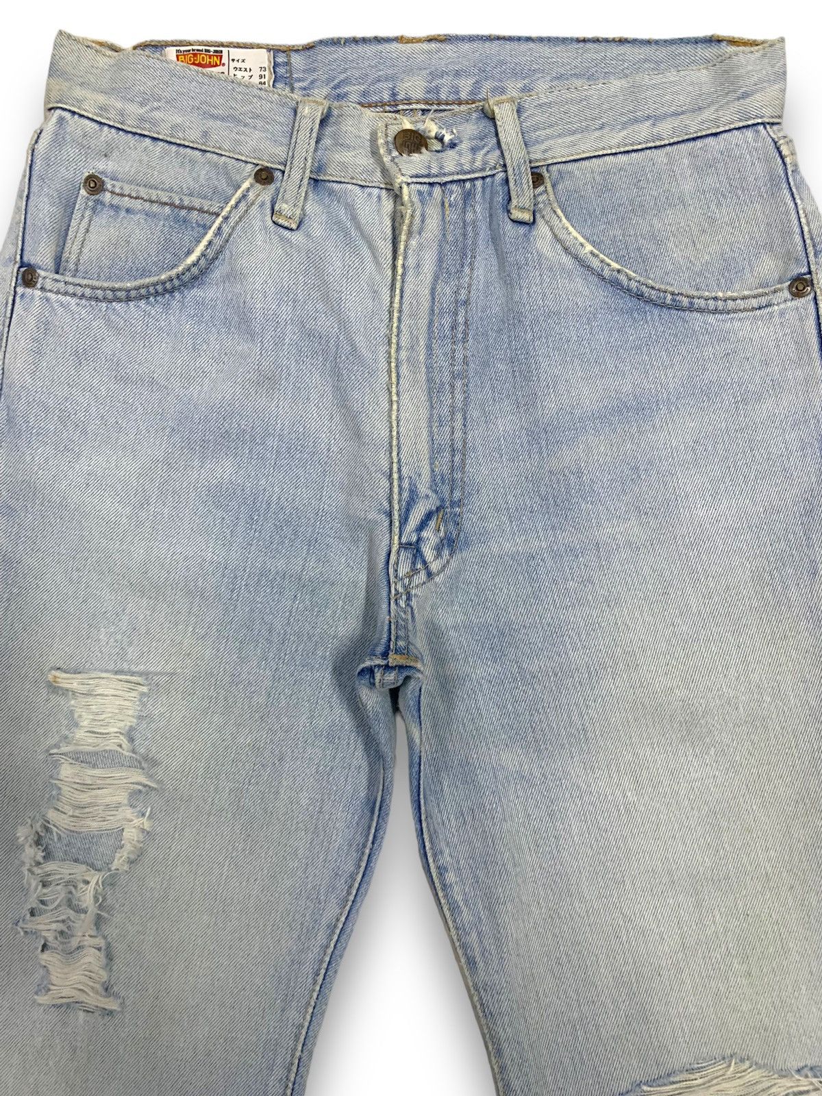 Big John Vintage 90s Big John Dirt Blue Washed Flare Distressed Jeans Size US 29 - 3 Thumbnail