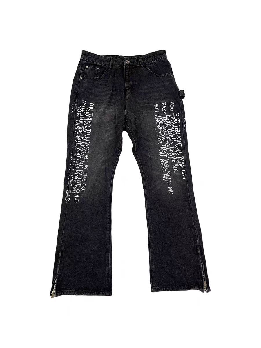 Designer Washed lumberjack workwear leg zip micro flare jeans Size US 32 / EU 48 - 5 Thumbnail