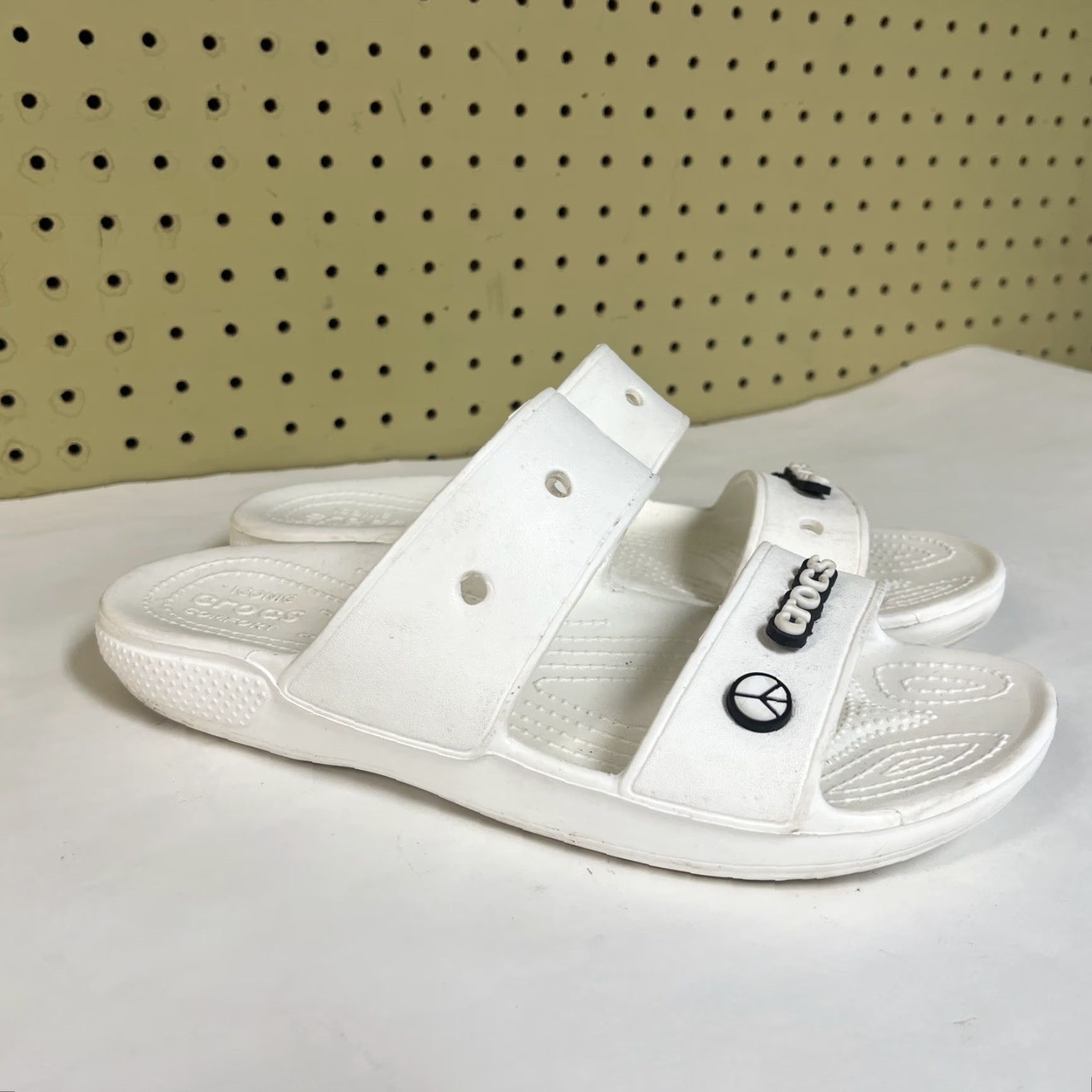 Crocs Crocs Classic Two-Strap Slide Sandals White Unisex Adults Mens Womens-11 11 Crocs Classic Two-Strap Solid Croslite Size US 11 / IT 41 - 2 Thumbnail