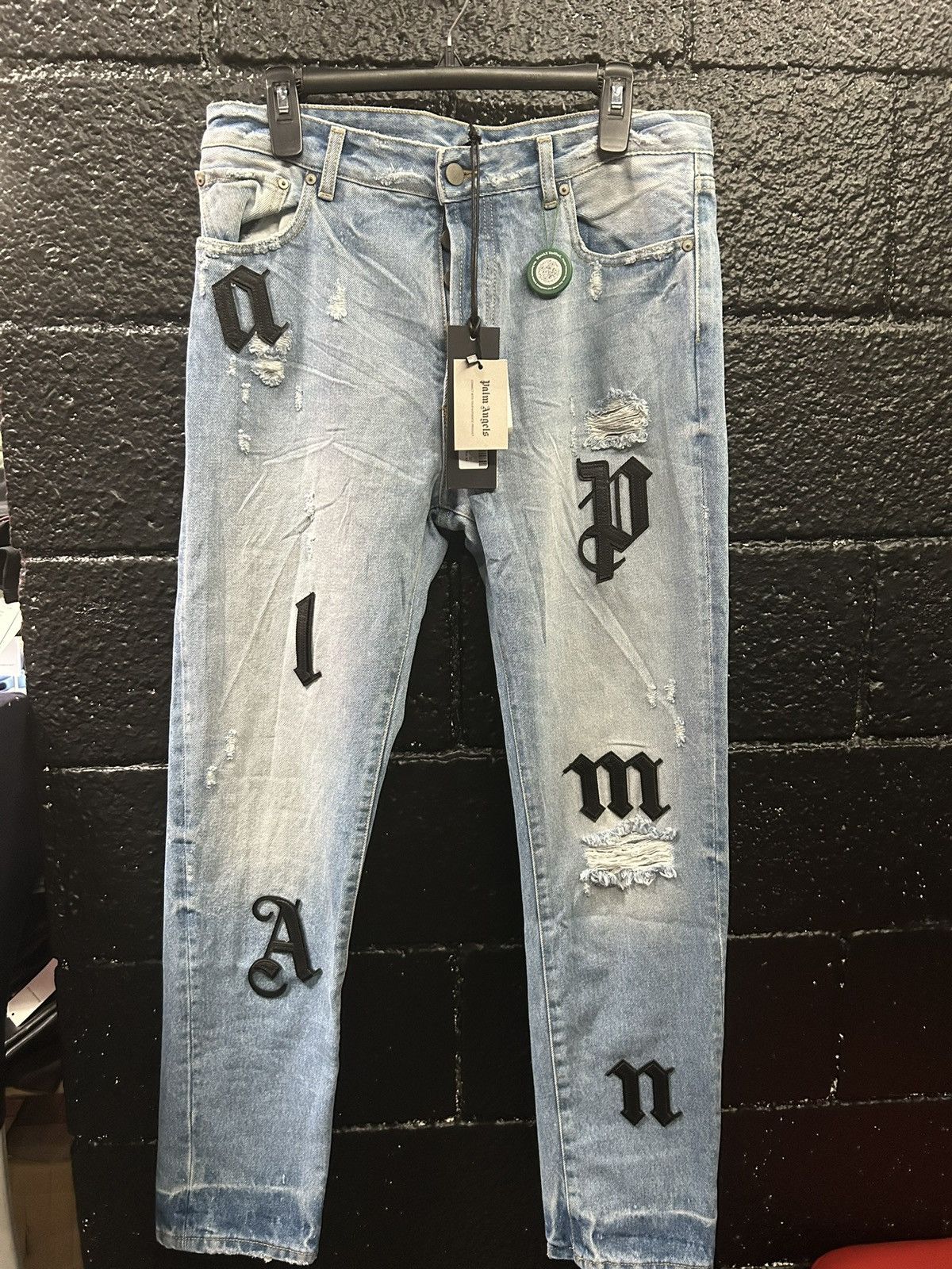 Light wash Logo Patch Reg 5 pocket pants