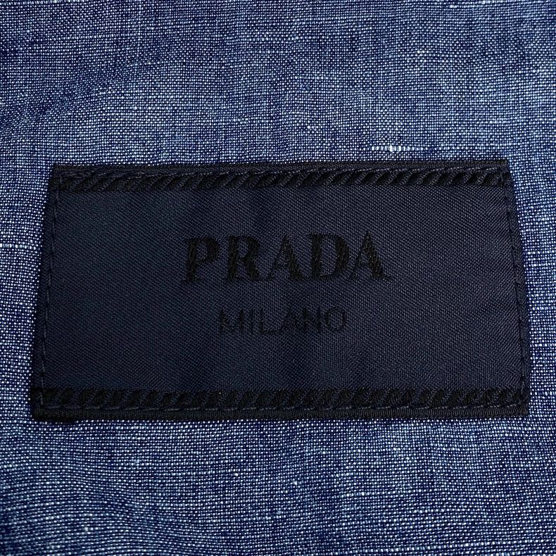 Prada Prada 23 blue logo triangle lapel cotton short-sleeved deni Size US M / EU 48-50 / 2 - 7 Thumbnail