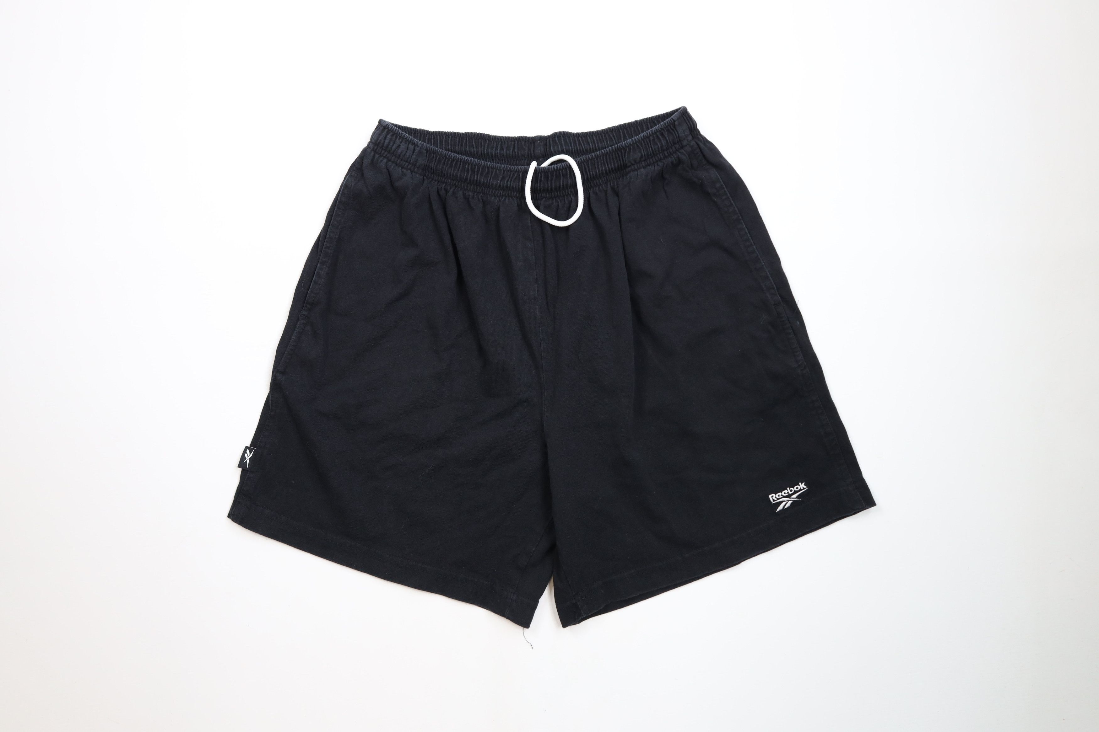 Reebok × Vintage Vintage 90s Reebok Spell Out Above Knee Cotton Shorts Black Size US 36 / EU 52 - 1 Thumbnail