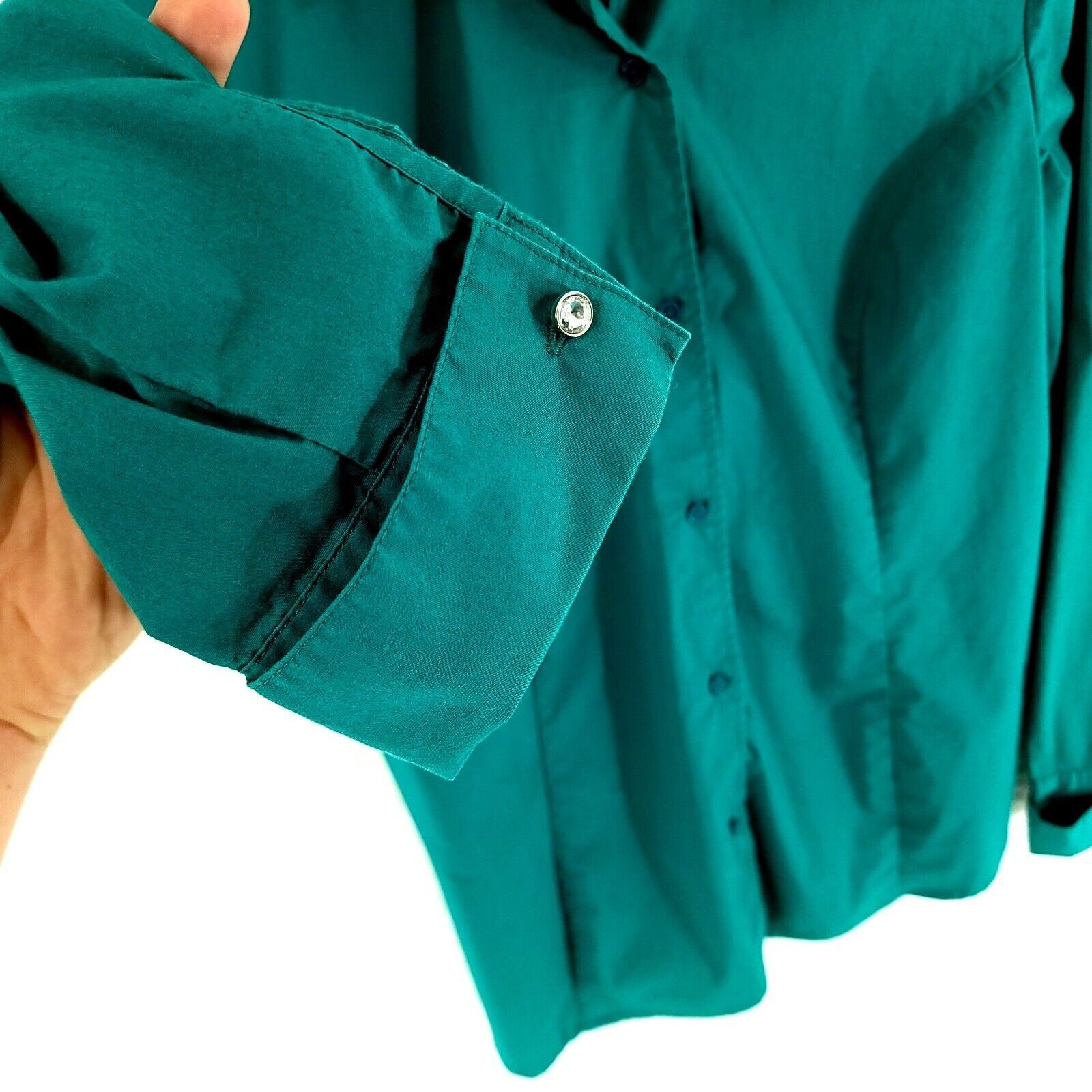 Vintage Jaclyn Smith Green Long Sleeve Buton-Up Collared Dress Shirt Size L / US 10 / IT 46 - 2 Thumbnail