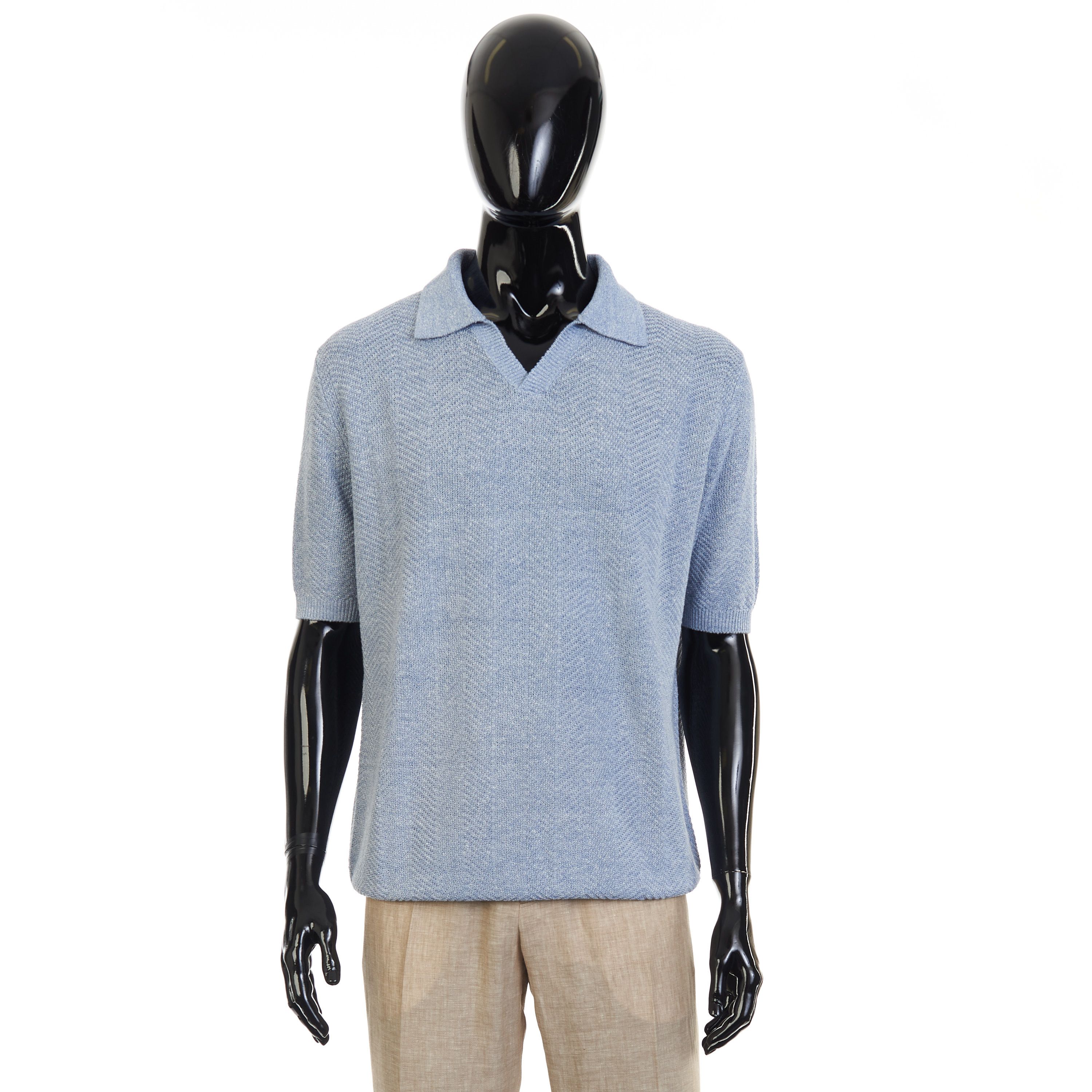 Other Brett Johnson Silk & Linen Polo Shirt, Herringbone Knit Size US M / EU 48-50 / 2 - 1 Thumbnail