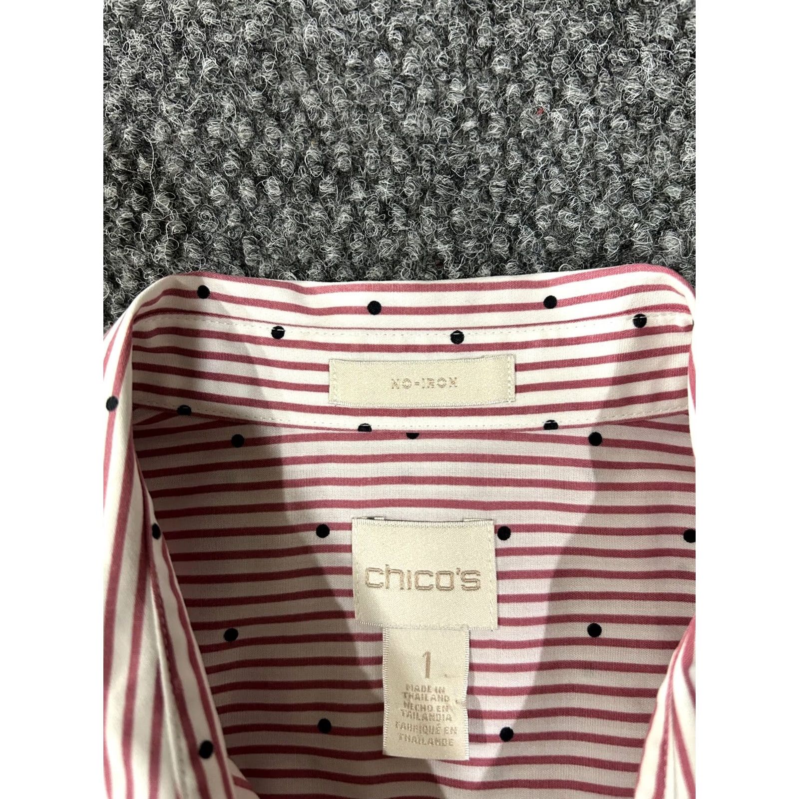 Vintage Chicos Shirt Womens 1 Pink Stripe Dot 3/4 Sleeve Button Tunic Size XS / US 0-2 / IT 36-38 - 7 Thumbnail