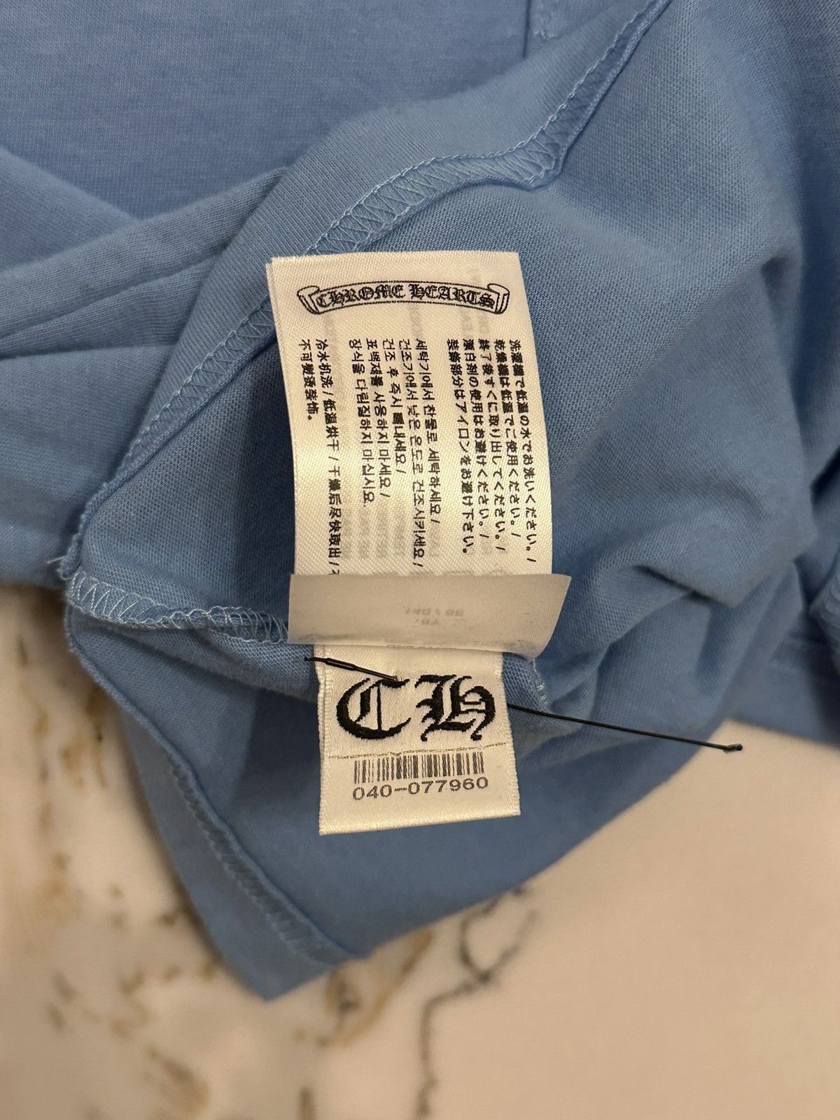 Chrome Hearts Chrome Hearts Blue Scroll Logo Short Sleeve Tee Size US XXS / EU 40 - 9 Thumbnail