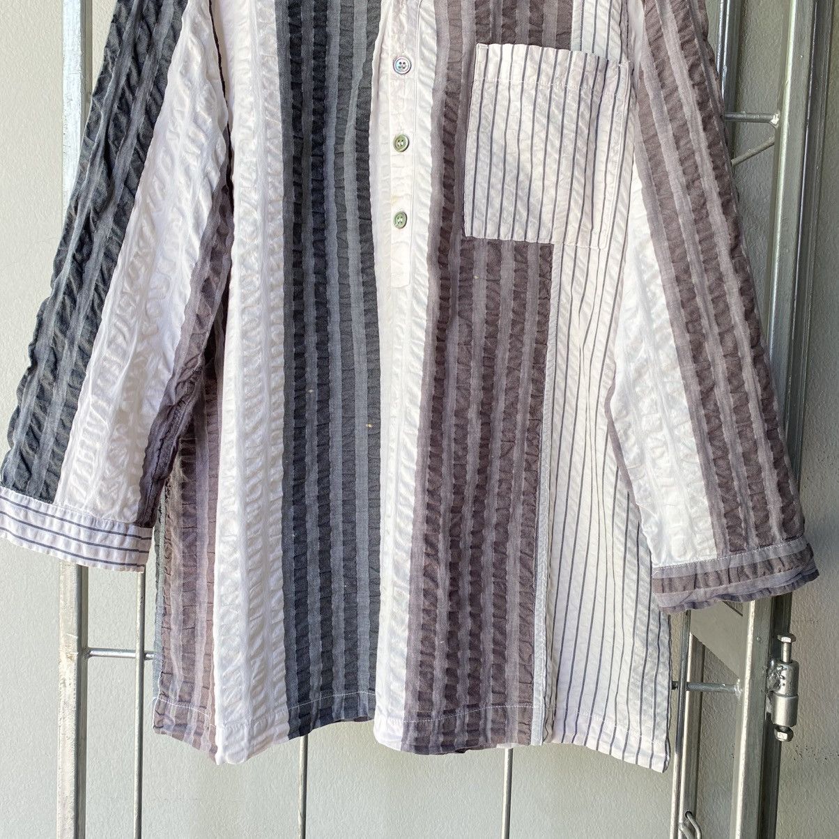 Y's Y's for living Striped Cotton Grandad Shirt Size US XL / EU 56 / 4 - 6 Thumbnail