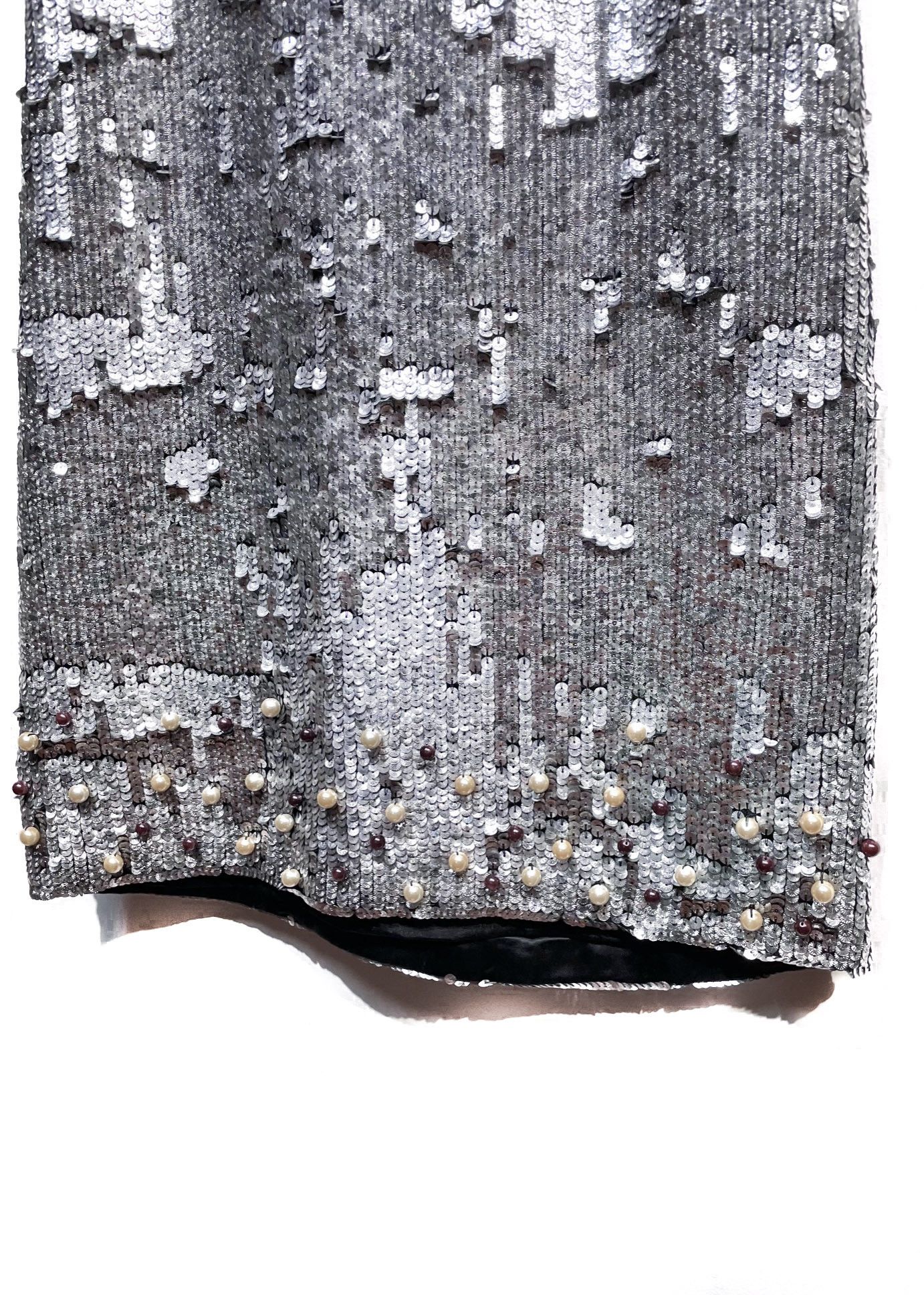 RED Valentino Red Valentino Silver Sequin Pearl Embellished Mini Dress Size S / US 4 / IT 40 - 3 Thumbnail