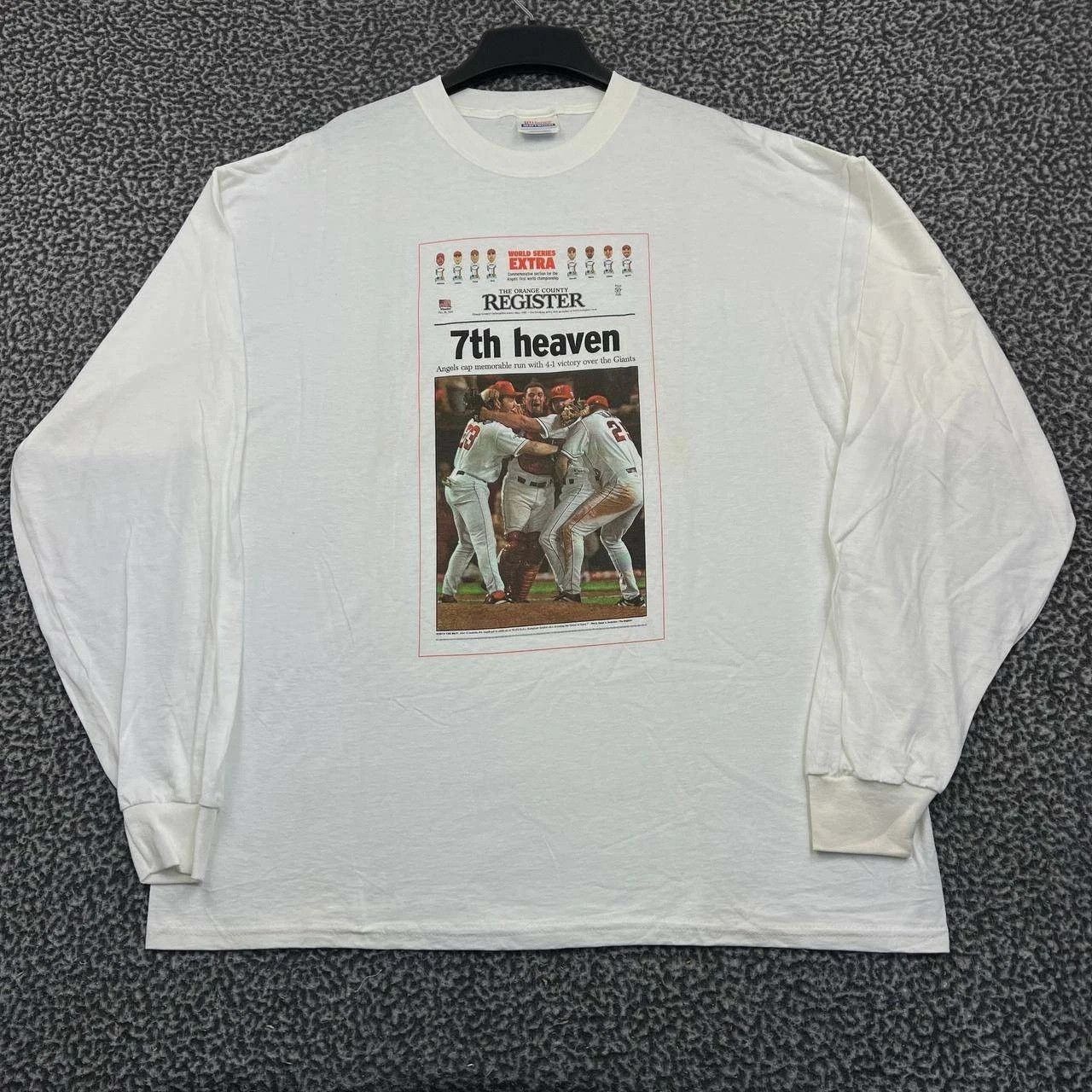 Hanes World Series Angels vs Giants Shirt Men XL White Cotton Size US XL / EU 56 / 4 - 1 Thumbnail