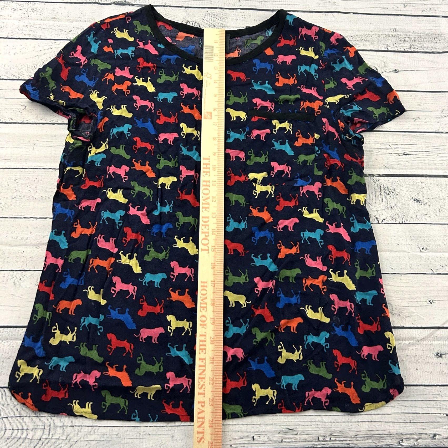 Vintage Maeve Anthropologie Short Sleeve Unicorn Print Pocket Top Women's 10 Blue Shirt Size L / US 10 / IT 46 - 3 Thumbnail