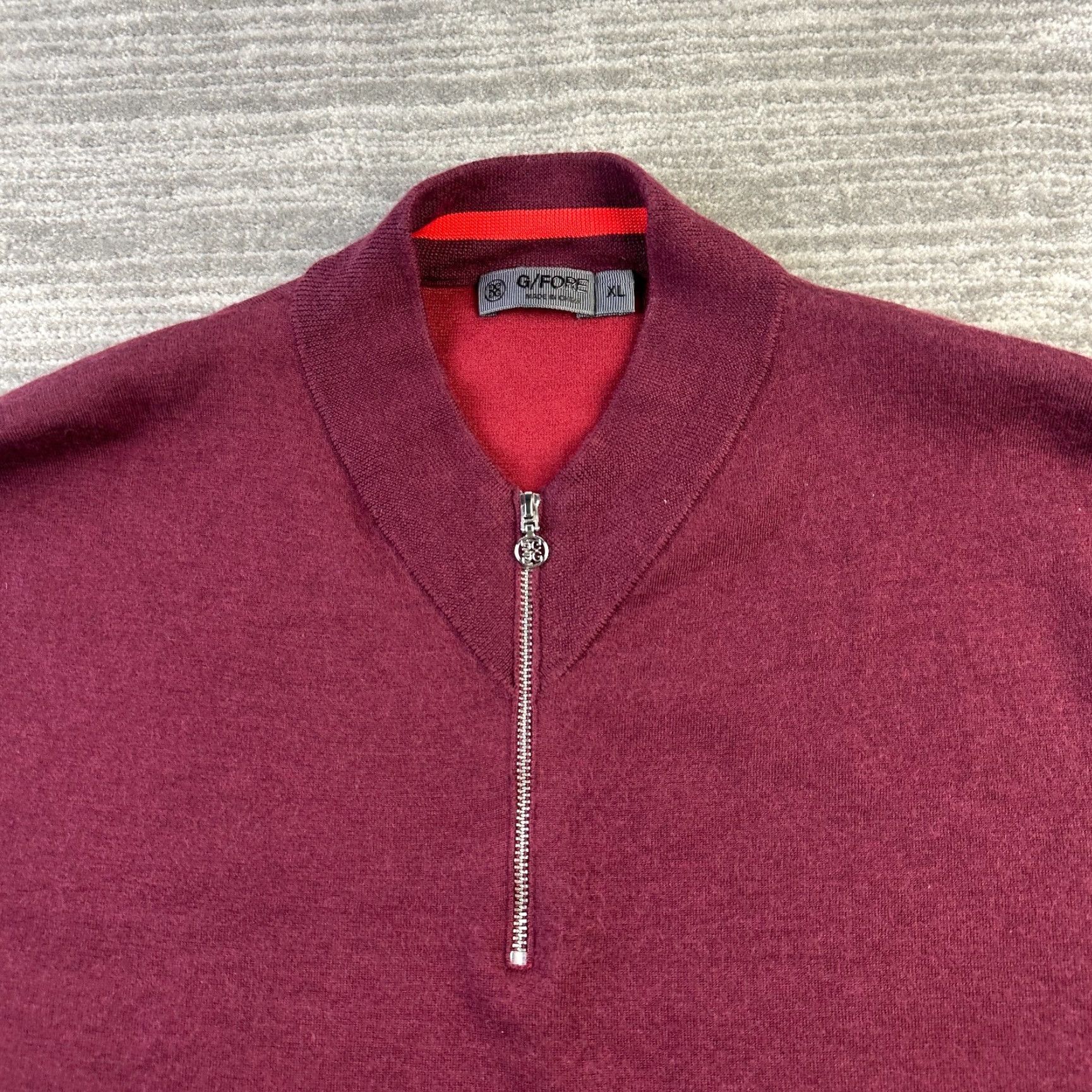 Vintage G Fore Sweater Mens XL Red V-Neck Quarter Zip Slim Golf Merino Wool Pullover Size US XL / EU 56 / 4 - 3 Thumbnail