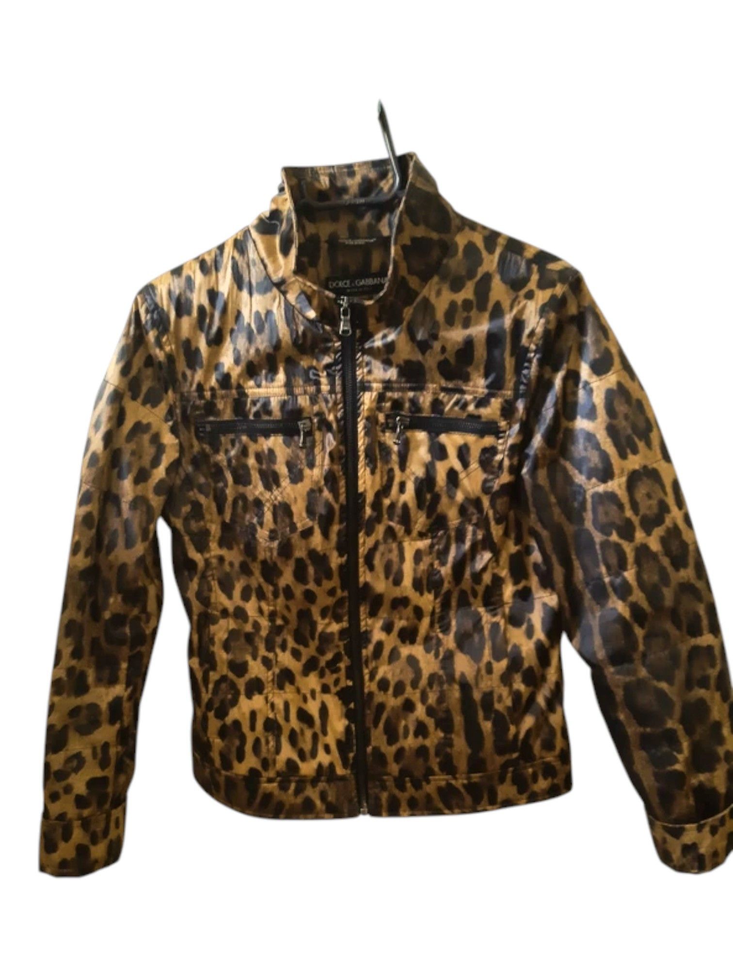 Dolce Gabbana Leopard Print Padded Bomber Jacket Mid-2000s