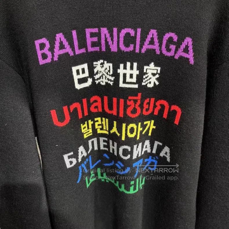 Balenciaga Balenciaga Seven Nations Slogan Rainbow Merino Wool Knitwe Size US S / EU 44-46 / 1 - 3 Thumbnail