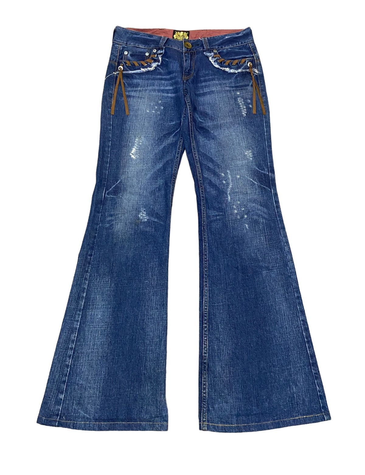 Le Grande Bleu (L.G.B.) Rare Design Vintage Brand Back Number Flared Jeans 2000s Size US 30 / EU 46 - 1 Thumbnail