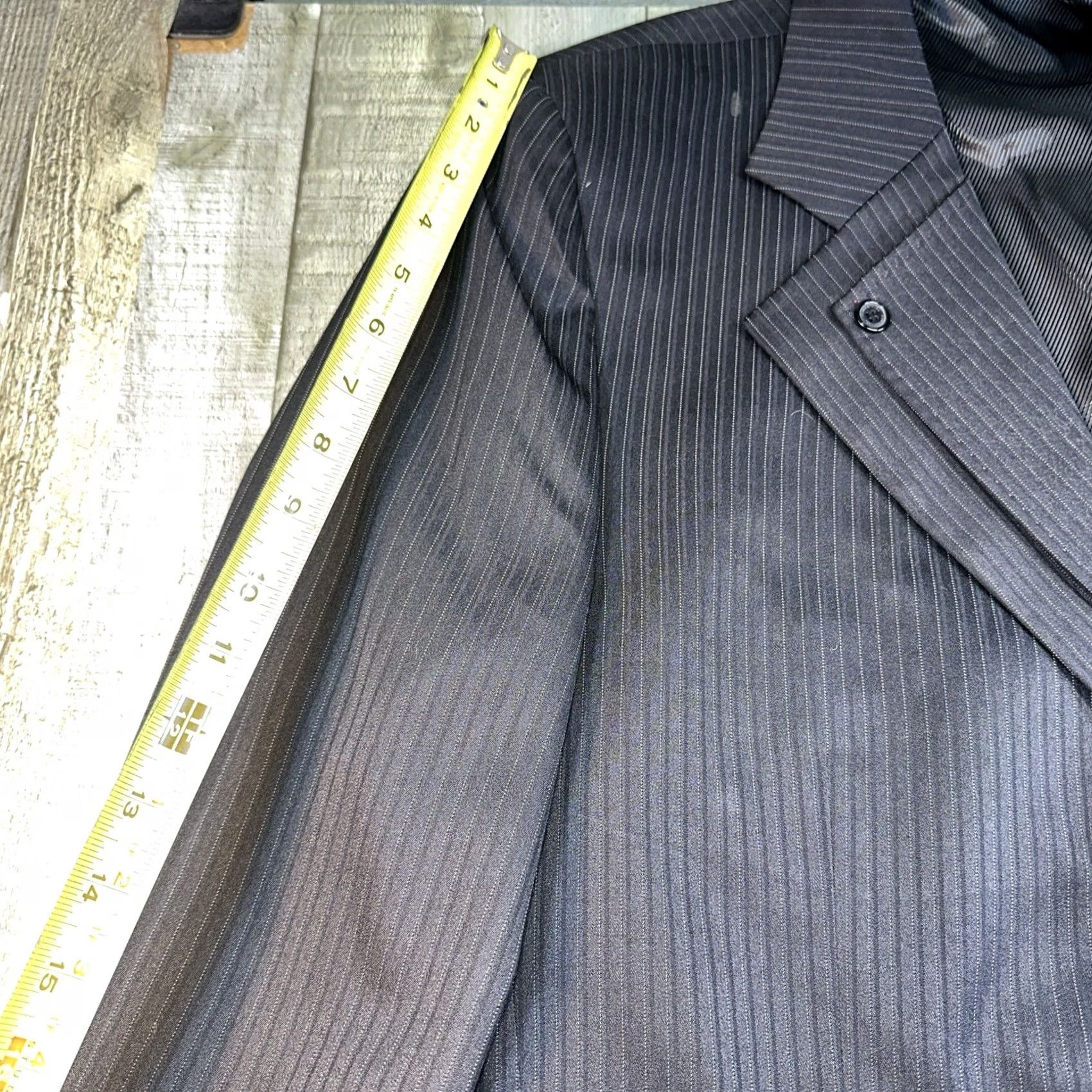 Vintage John Rafael Men’s Suit Jacket Pinstripe Black 48L Big & Tall Suit Jacket 2 Piece Mens Size 48R - 5 Thumbnail
