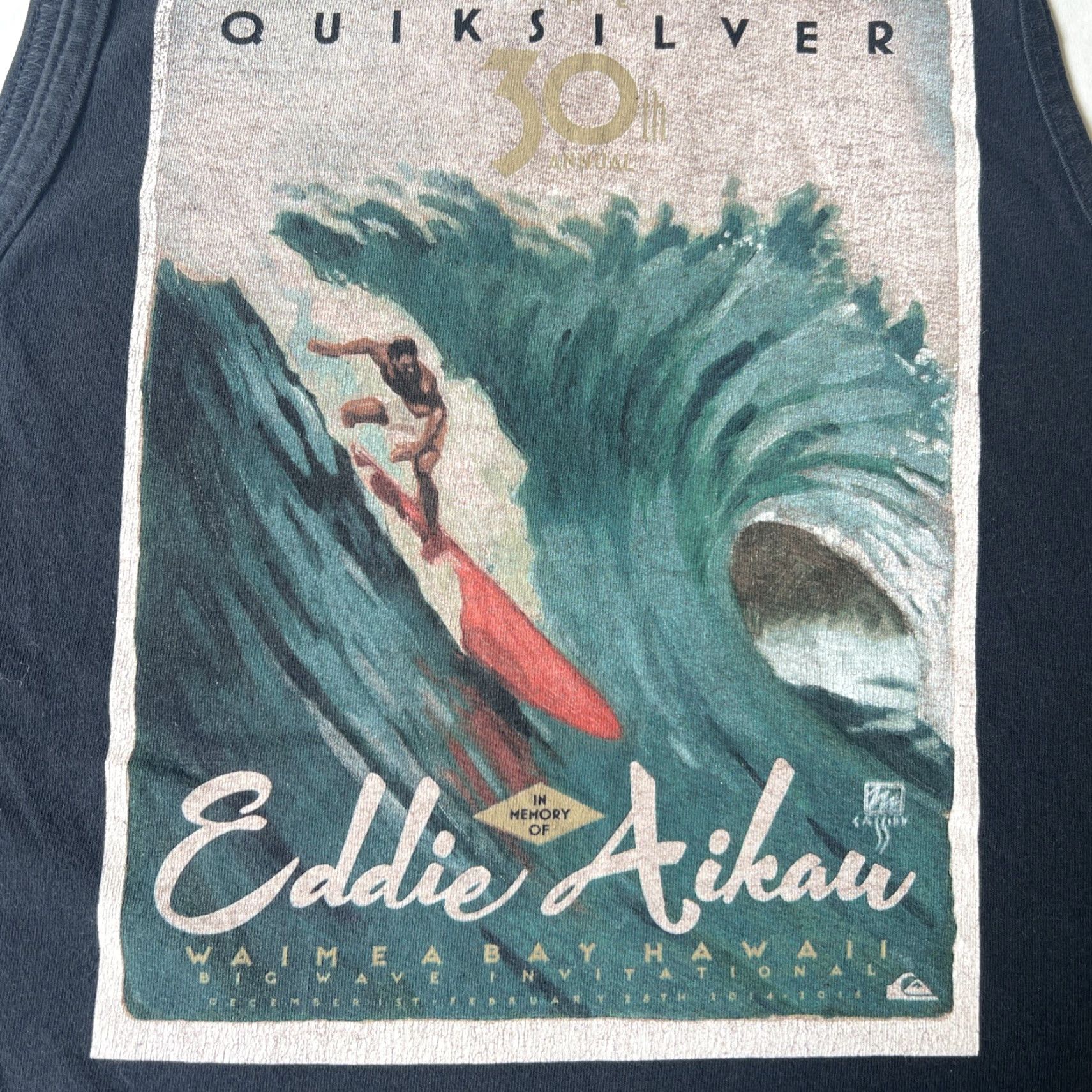 Quiksilver VINTAGE Eddie Aikau Shirt L Black Graphic Print 90s Surfing Quiksilver USA Beach Hawaiian Men Mens Regular Sleeveless Crew Neck Vintage Tee Size US L / EU 52-54 / 3 - 2 Thumbnail