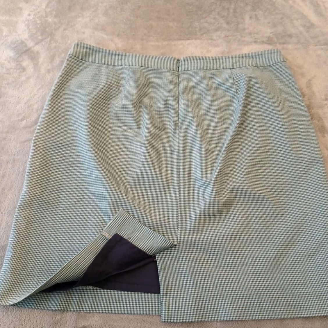 Vintage LL Bean Skirt Knee Length Blue Houndstooth Pockets Lined Slit Size 14 Women Wool Cotton Spandex Regular Straight Pencil Vintage: No Size 36" / US 14 / IT 50 - 7 Thumbnail