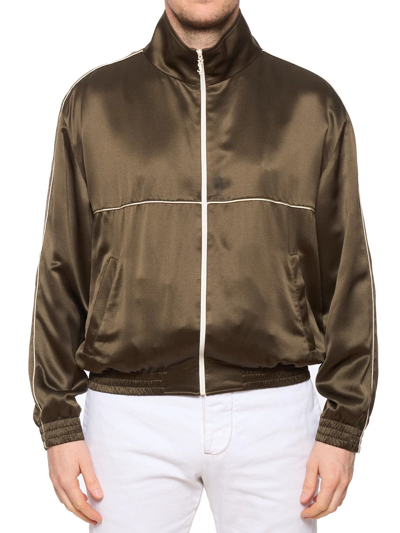 Saint Laurent Paris SAINT LAURENT Paris Teddy Silk Zip-Up Track Jacket Size US L / EU 52-54 / 3 - 1 Thumbnail