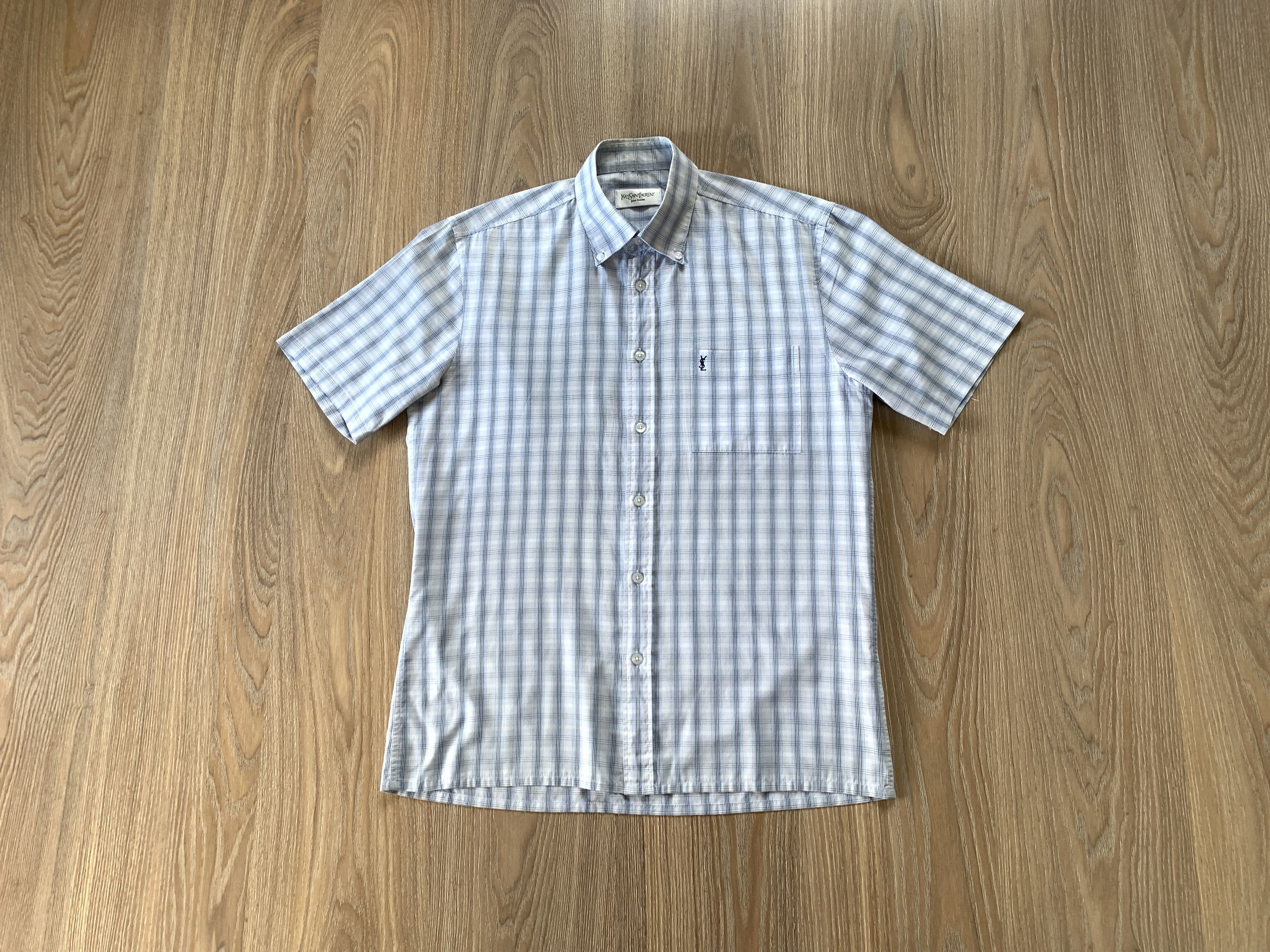 Vintage × Yves Saint Laurent Vintage Yves Saint Laurent Plaid Short Sleeve Shirt Size US M / EU 48-50 / 2 - 9 Thumbnail