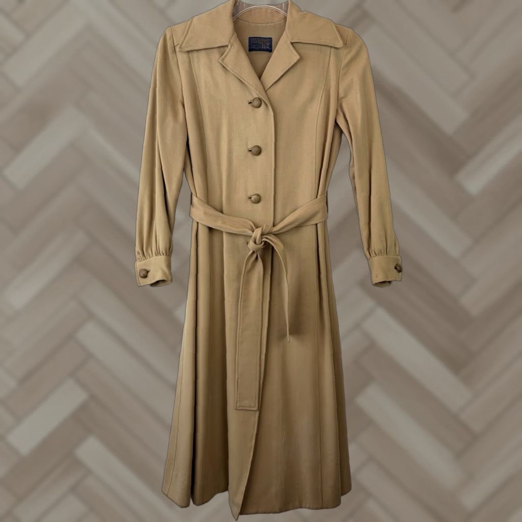 Pendleton VINTAGE Pendleton Coat Womens Long Wool Belted Trench Jacket XS? No, Size M Brown Vintage 80s 90s Preppy Retro Western Made in USA Long Coat Size M / US 6-8 / IT 42-44 - 1 Thumbnail