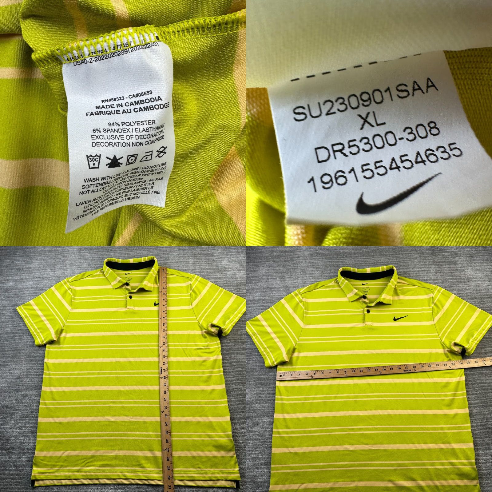 Nike Nike Polo Shirt Extra Large Green Striped Tour Dri Fit Golf Mens Size US XL / EU 56 / 4 - 8 Thumbnail