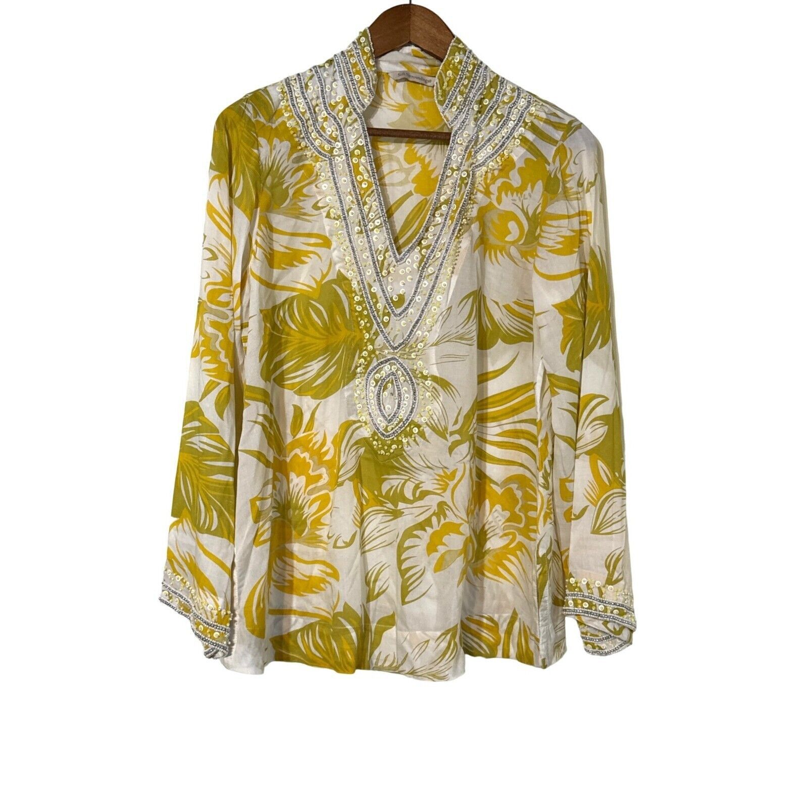 Other Soft Surroundings Shirt floral Yellow/Green/Cream Large Size S / US 4 / IT 40 - 1 Thumbnail