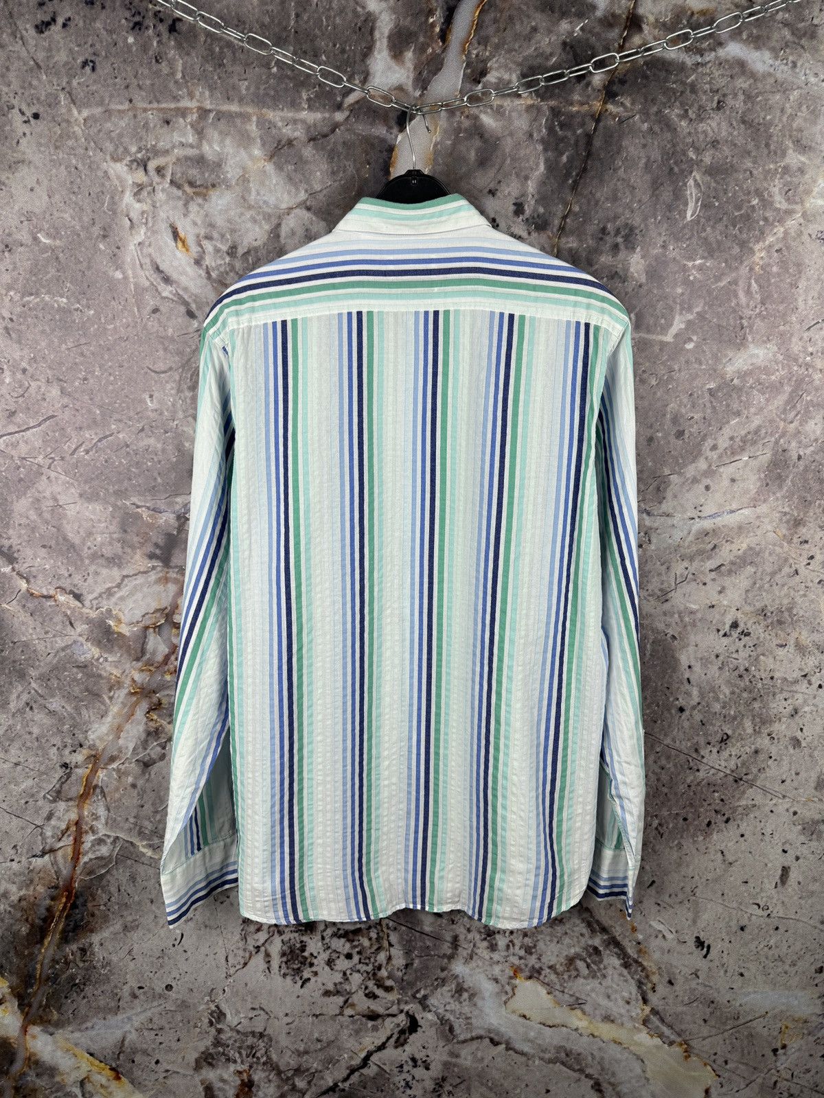 Yves Saint Laurent Yves Saint Laurent Striped Long Sleeve Shirt Button Up SizeL Size US L / EU 52-54 / 3 - 12 Thumbnail